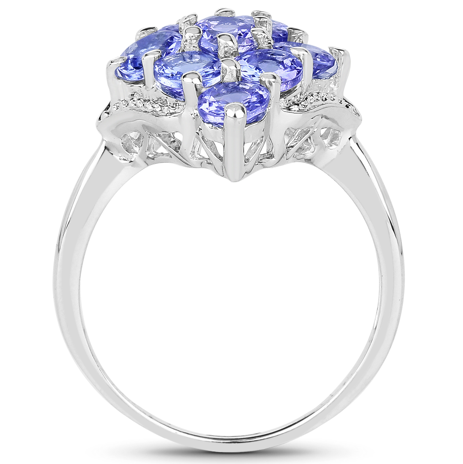 2.07 Carat Genuine Tanzanite .925 Sterling Silver Ring