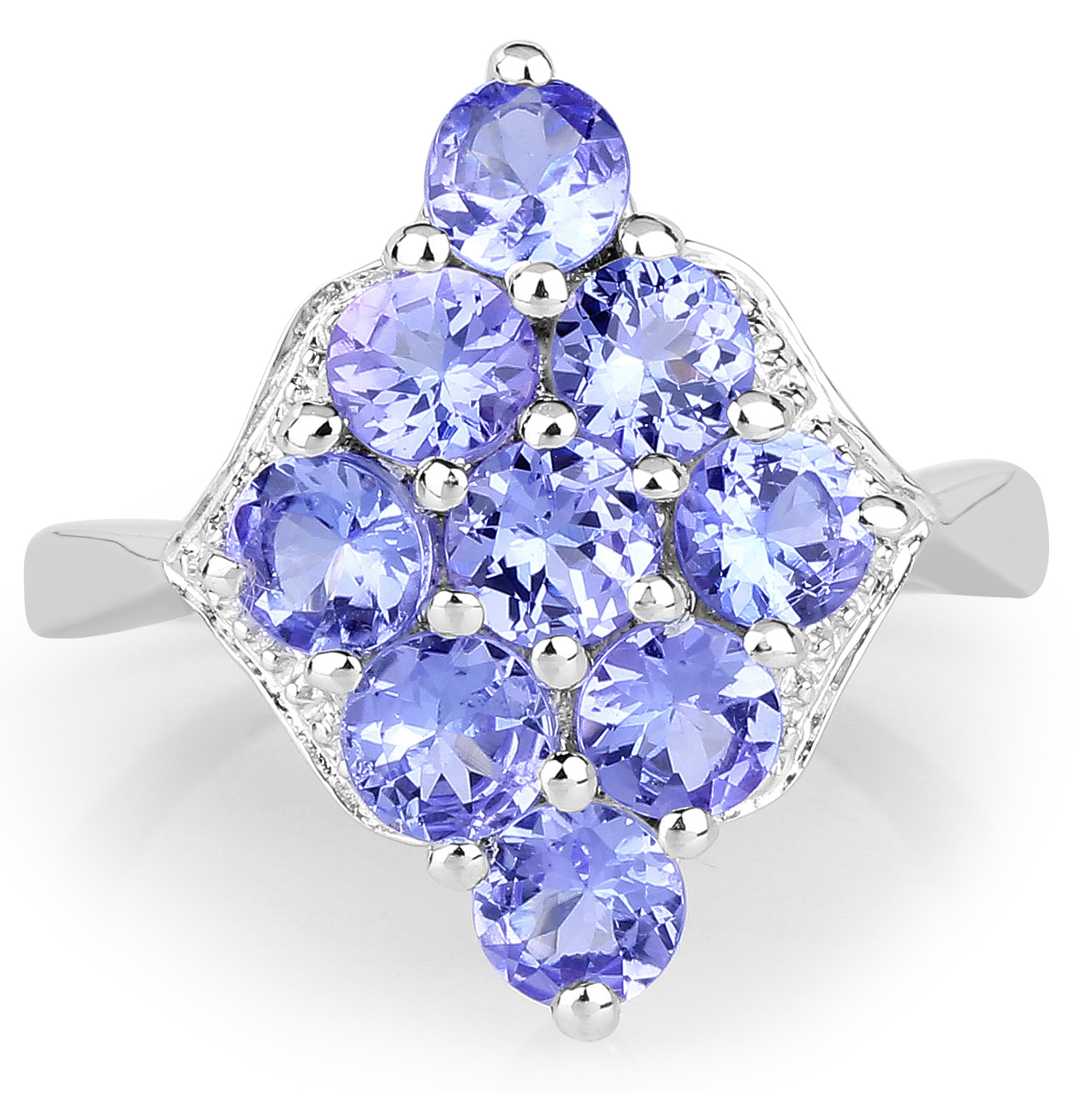 2.07 Carat Genuine Tanzanite .925 Sterling Silver Ring