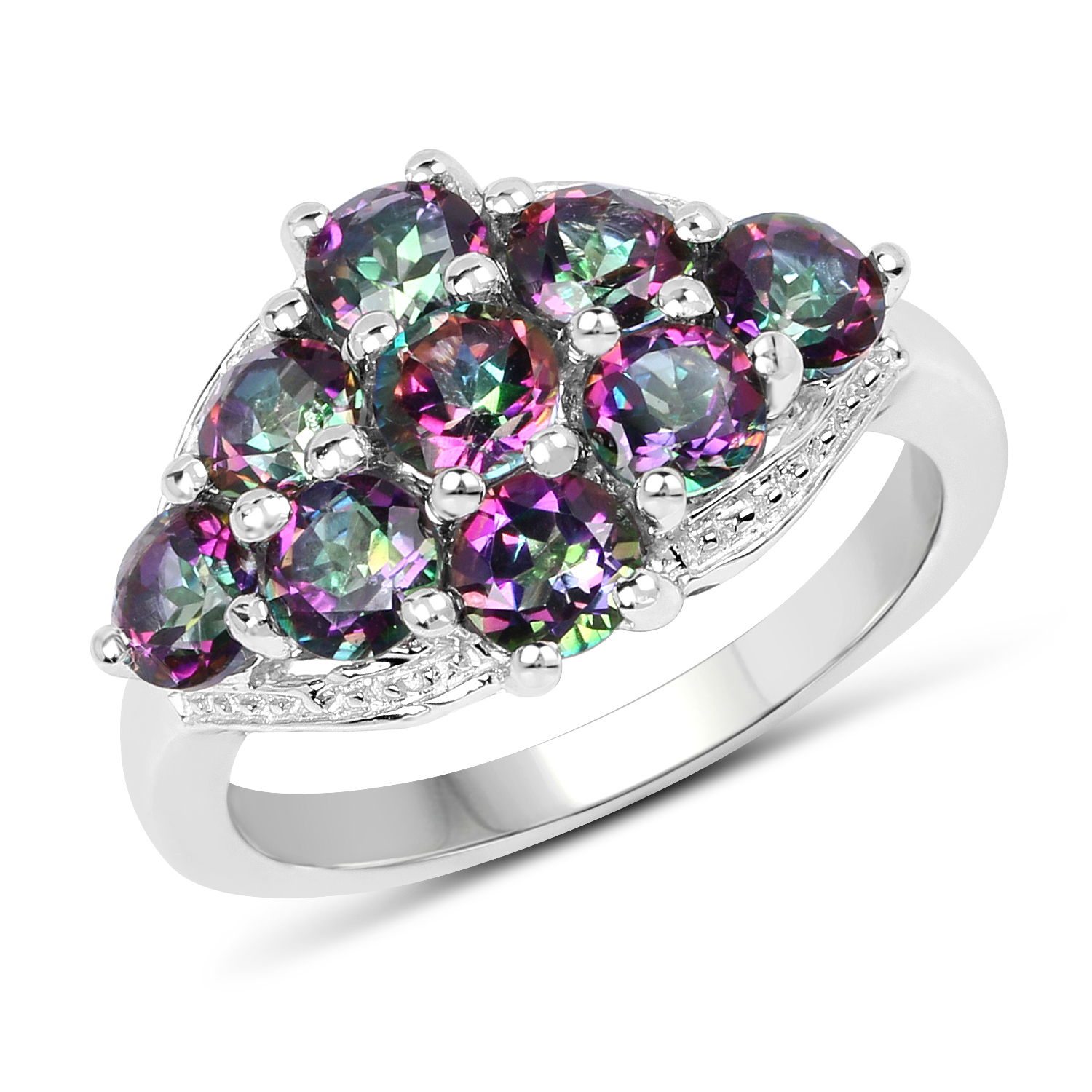 3.15 Carat Genuine Mystic Topaz .925 Sterling Silver Ring
