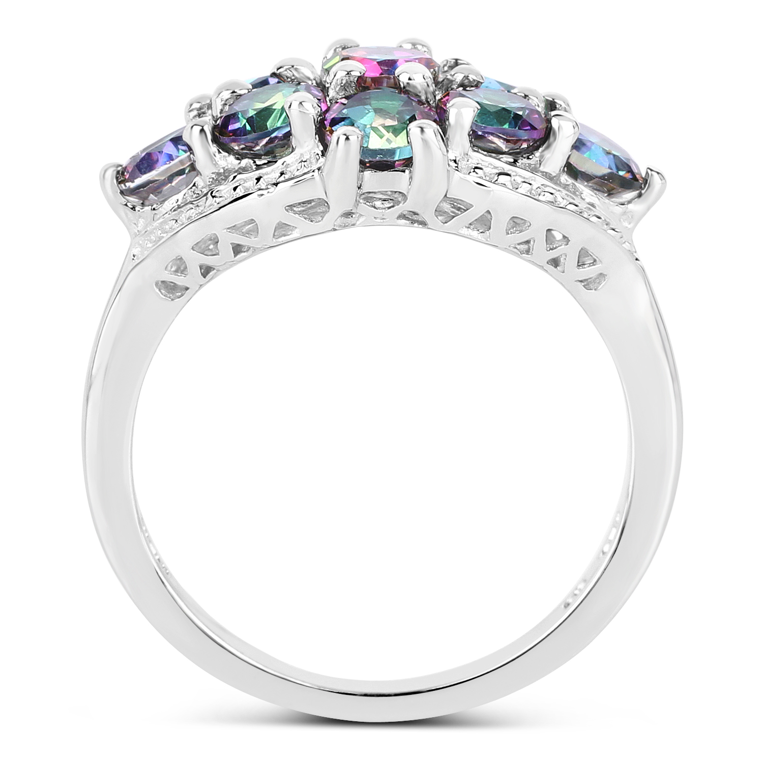3.15 Carat Genuine Mystic Topaz .925 Sterling Silver Ring