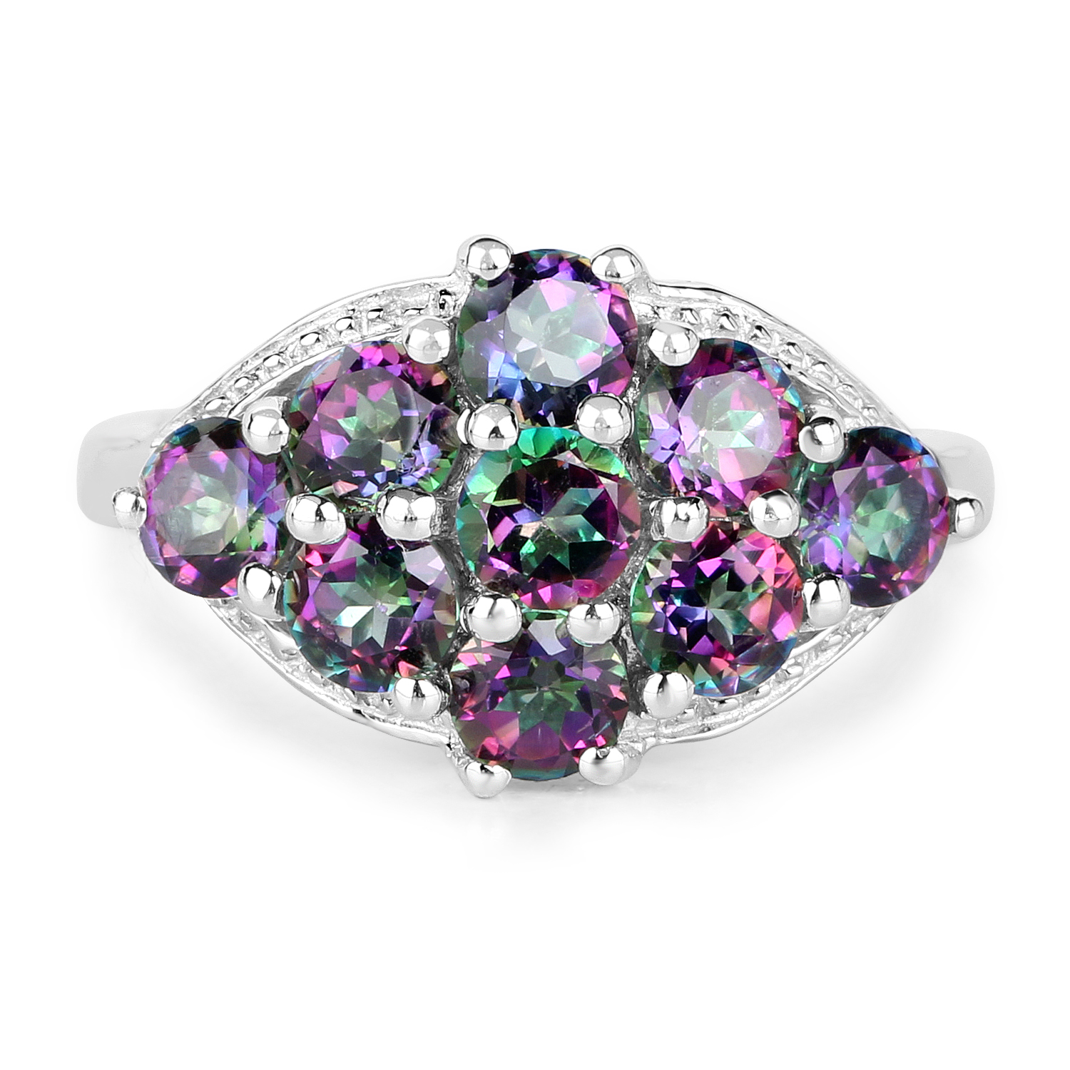 3.15 Carat Genuine Mystic Topaz .925 Sterling Silver Ring