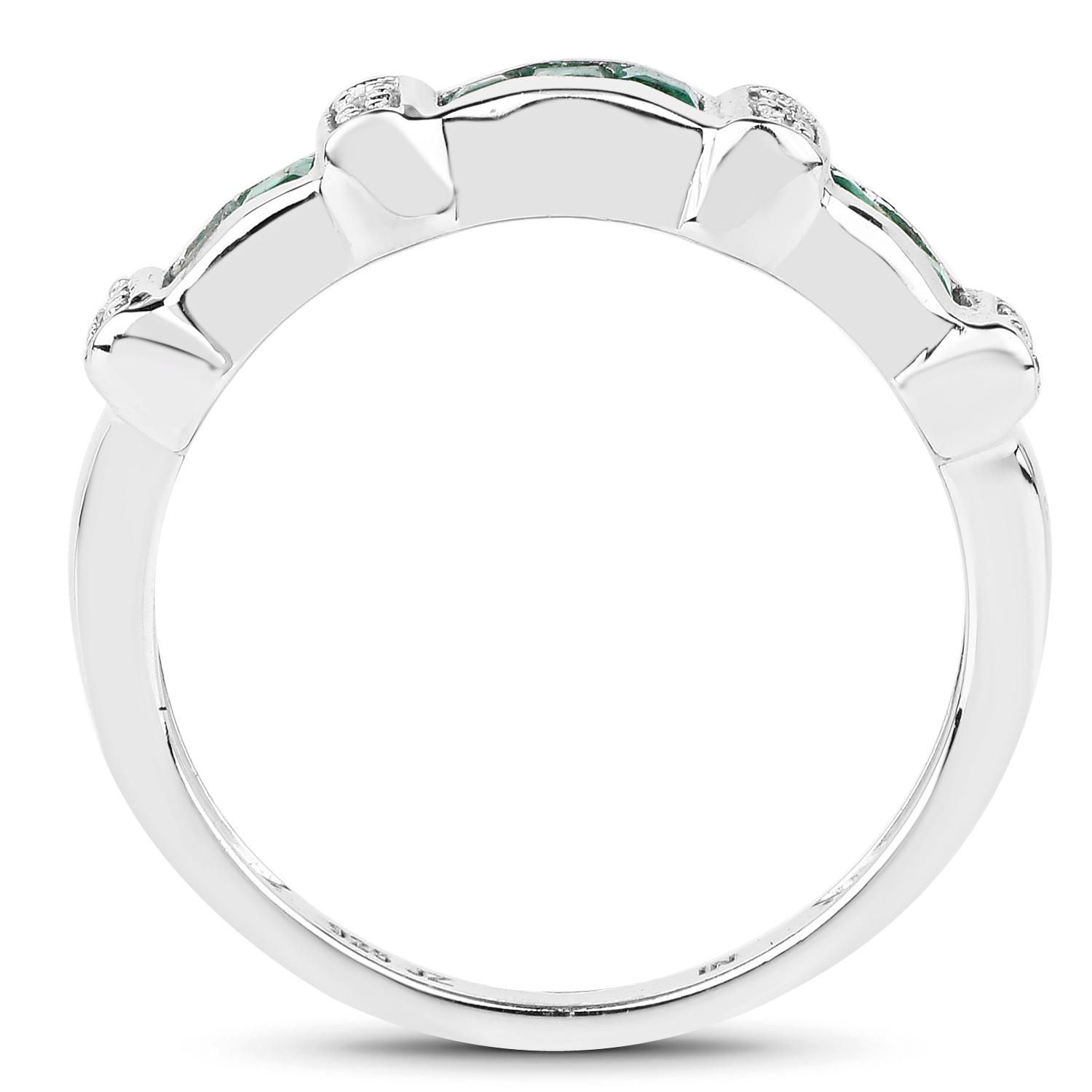 0.37 Carat Genuine Emerald & White Topaz .925 Sterling Silver Ring