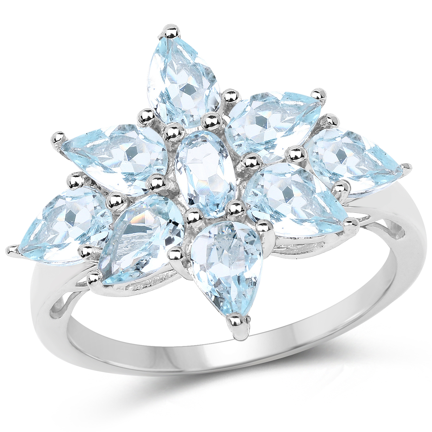 3.00 Carat Genuine Aquamarine .925 Sterling Silver Ring