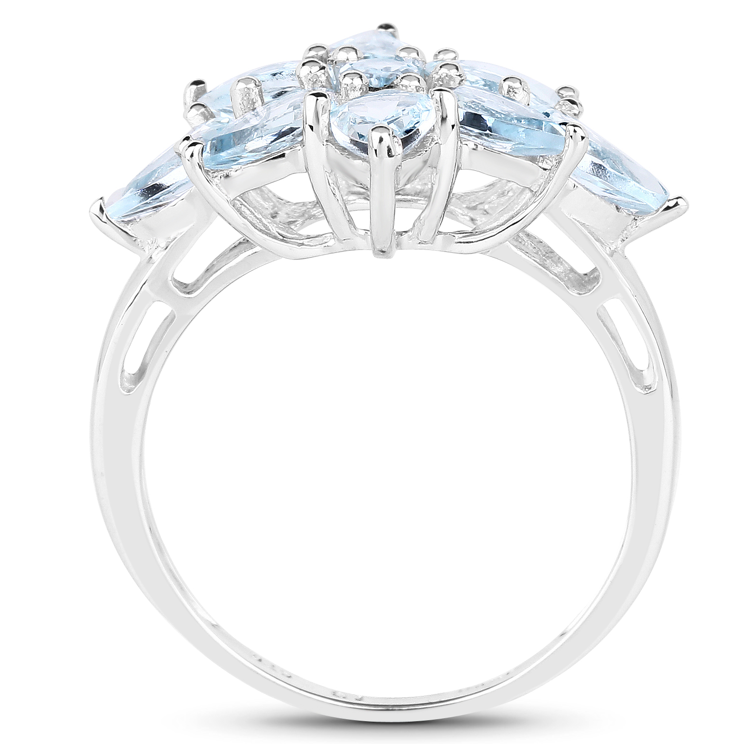 3.00 Carat Genuine Aquamarine .925 Sterling Silver Ring