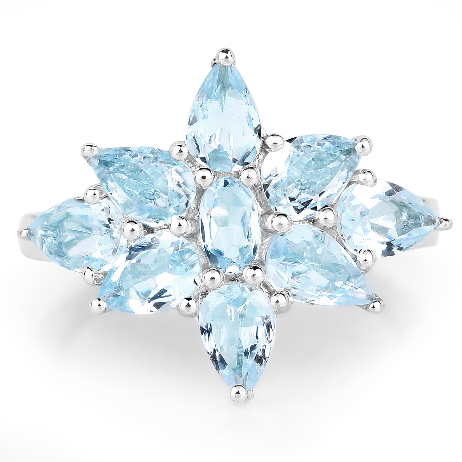 3.00 Carat Genuine Aquamarine .925 Sterling Silver Ring