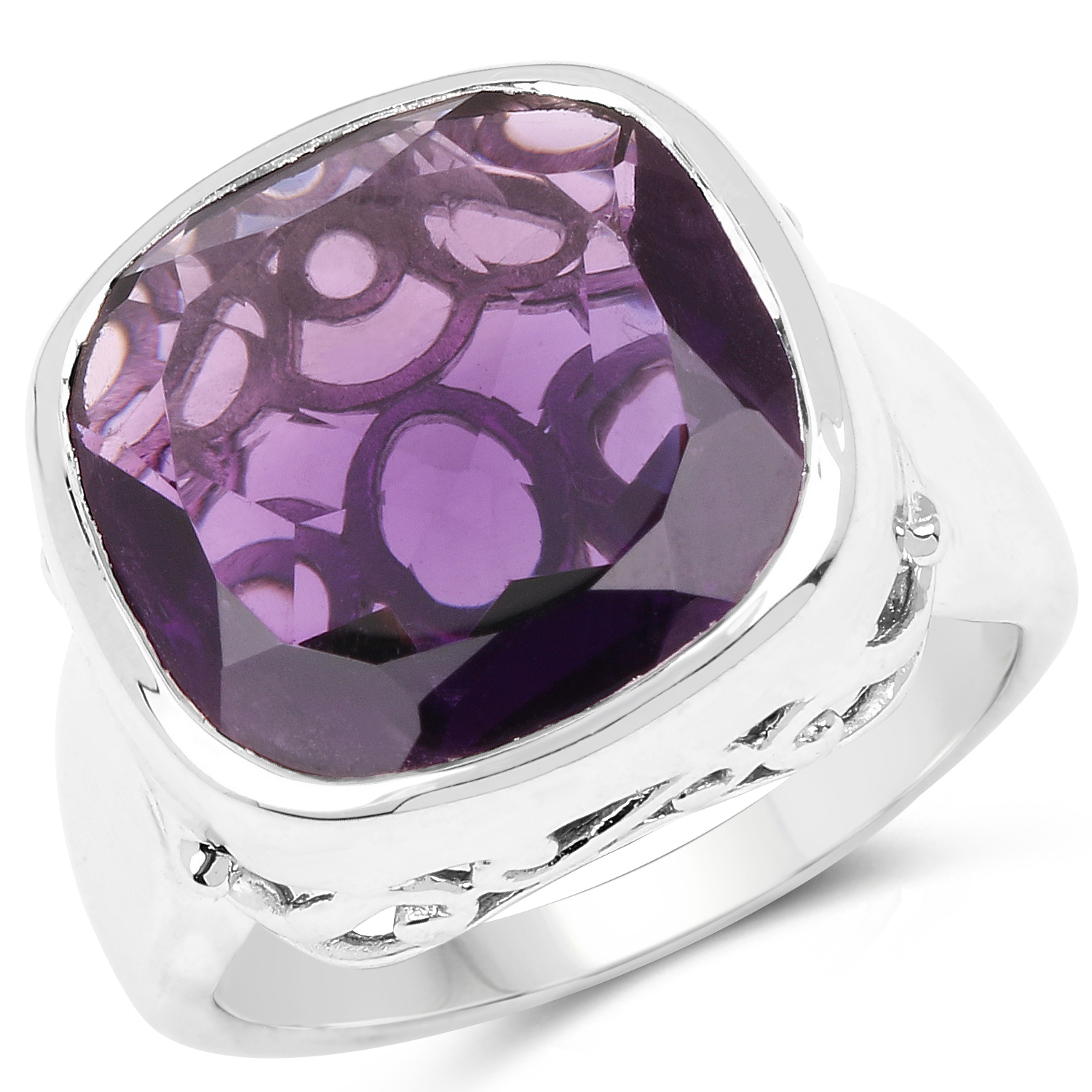 9.00 Carat Genuine Amethyst .925 Sterling Silver Ring