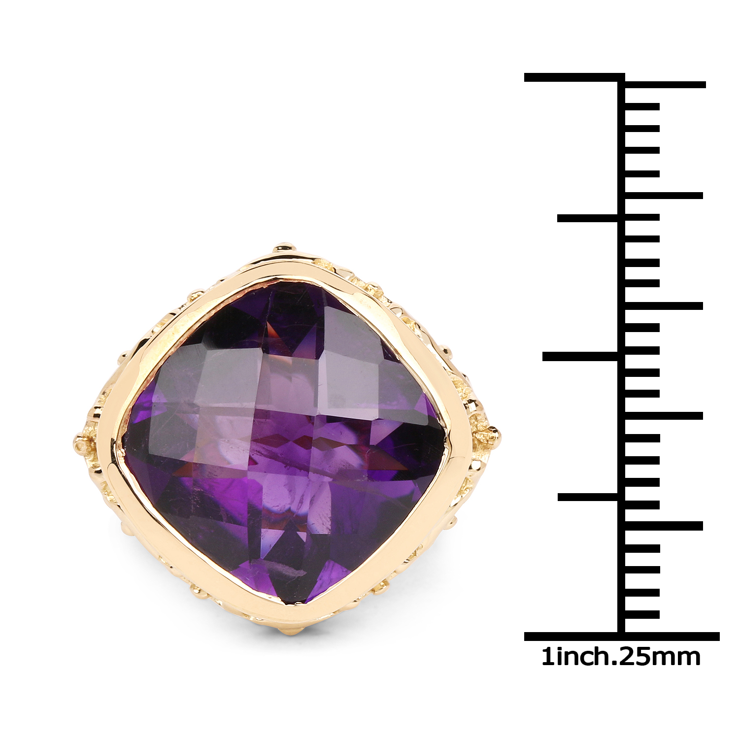 14K Yellow Gold Plated 8.40 Carat Genuine Amethyst .925 Sterling Silver Ring