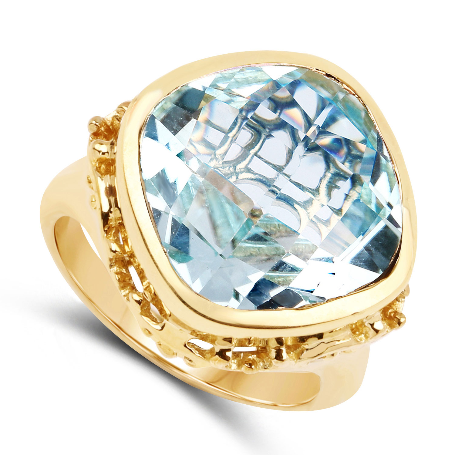 12.79 Carat Genuine Blue Topaz .925 Sterling Silver Ring