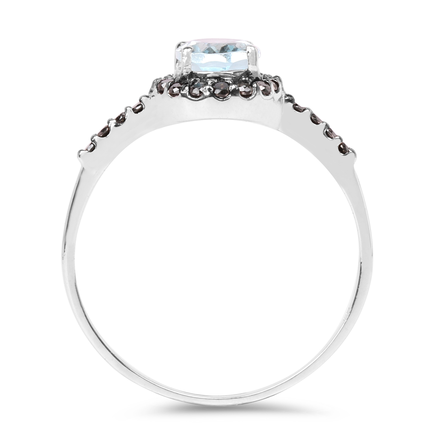 0.86 Carat Genuine Aquamarine and White Diamond 10K White Gold Ring