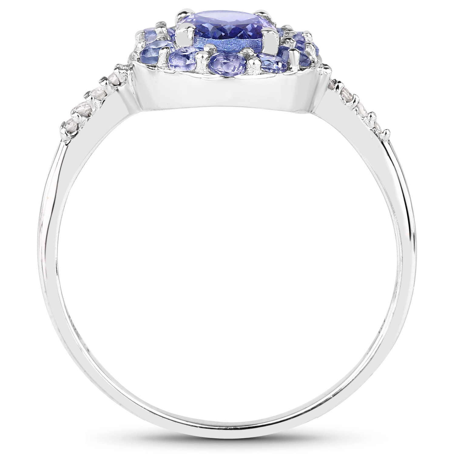 1.20 Carat Genuine Tanzanite and White Diamond 10K White Gold Ring
