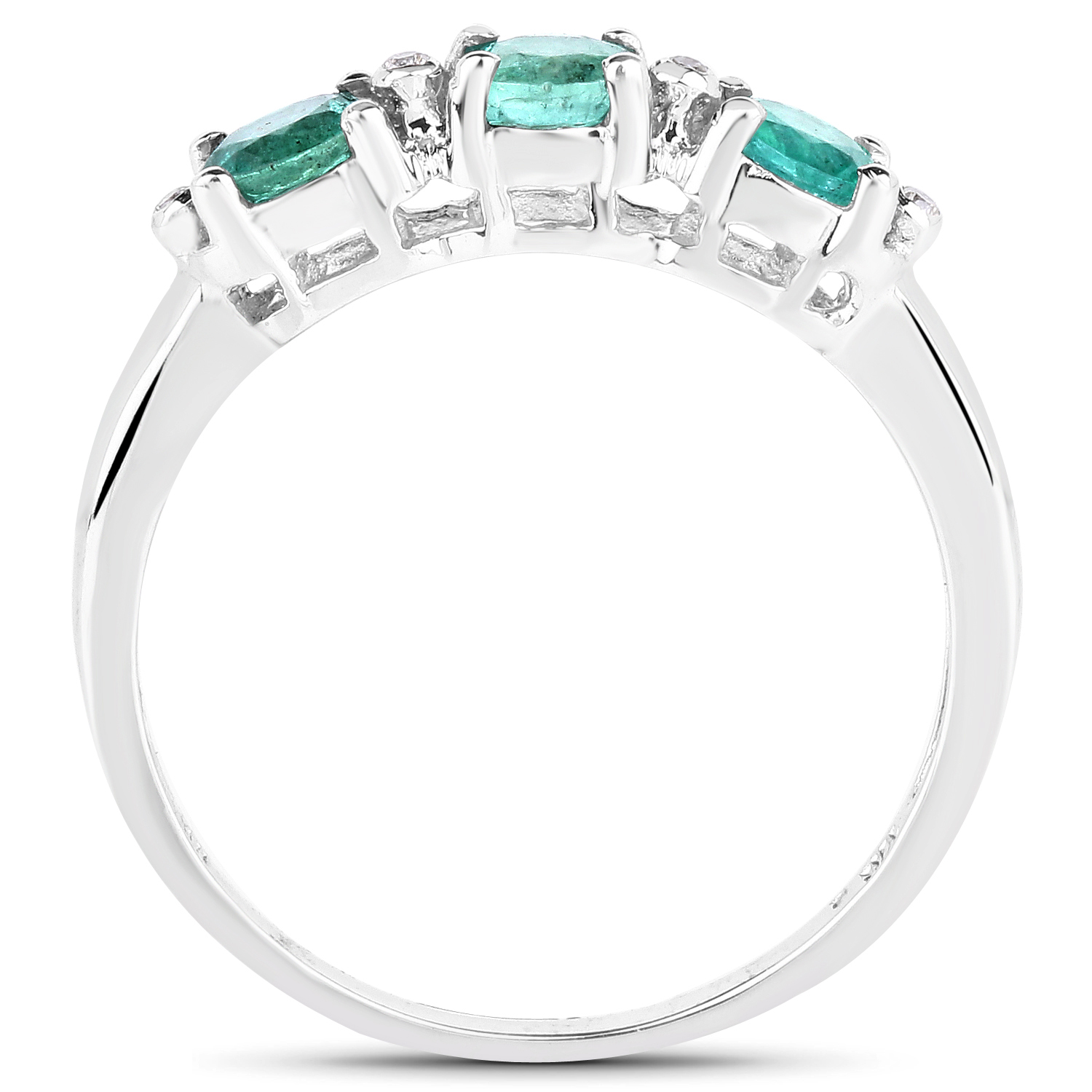 0.71 Carat Genuine Emerald and White Diamond 10K White Gold Ring