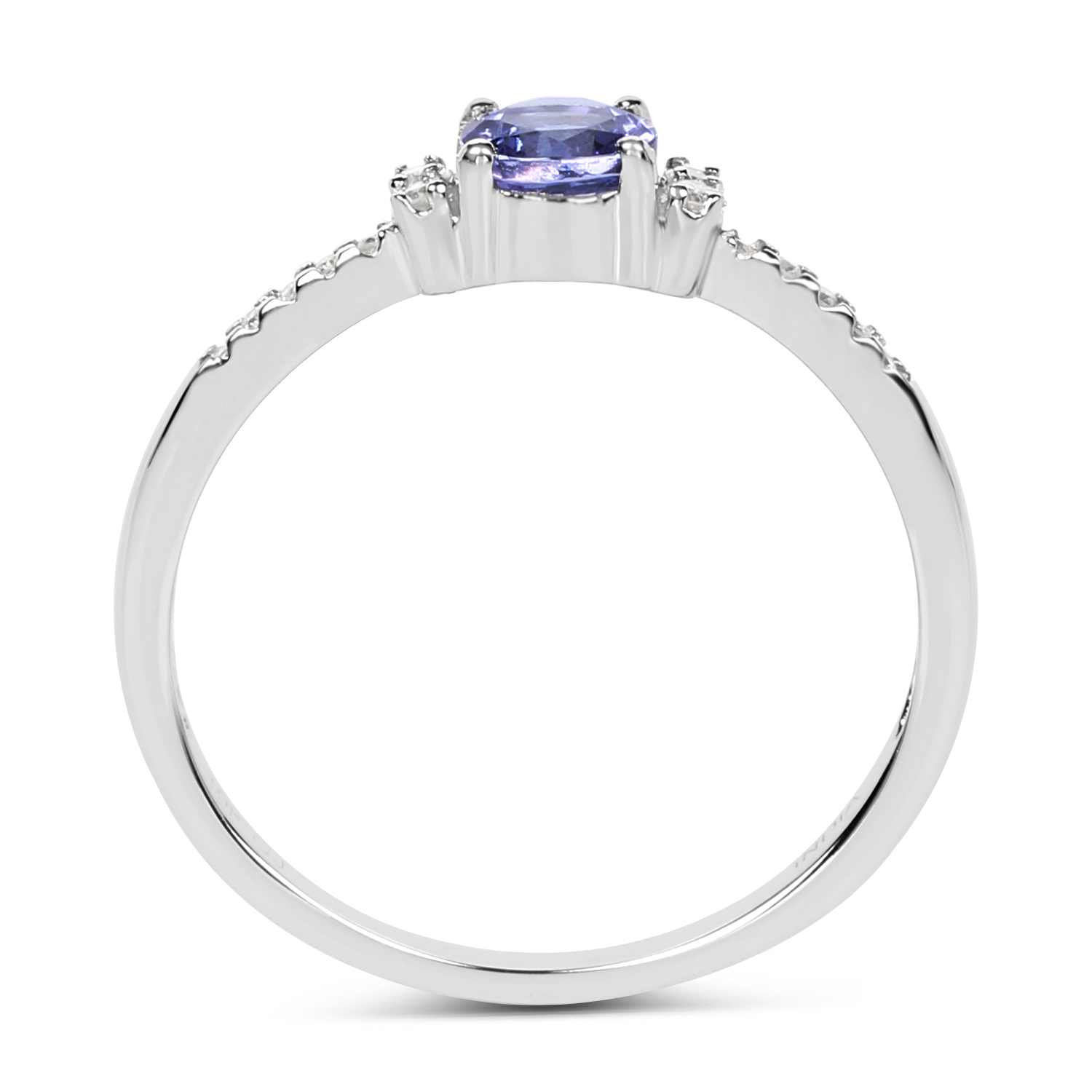 0.57 Carat Genuine Tanzanite & White Diamond 10K White Gold Ring