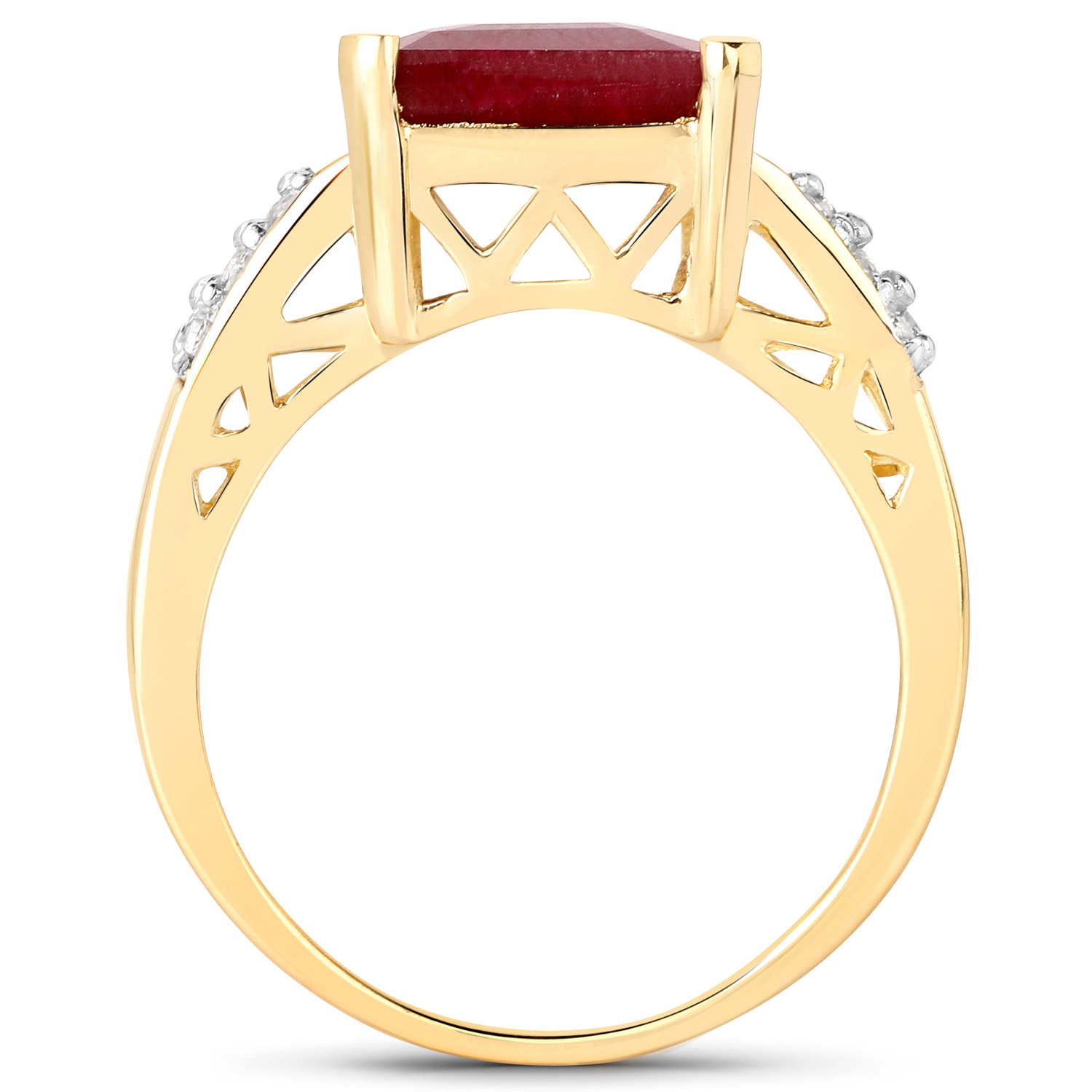 7.46 Carat Dyed Ruby and White Topaz .925 Sterling Silver Ring