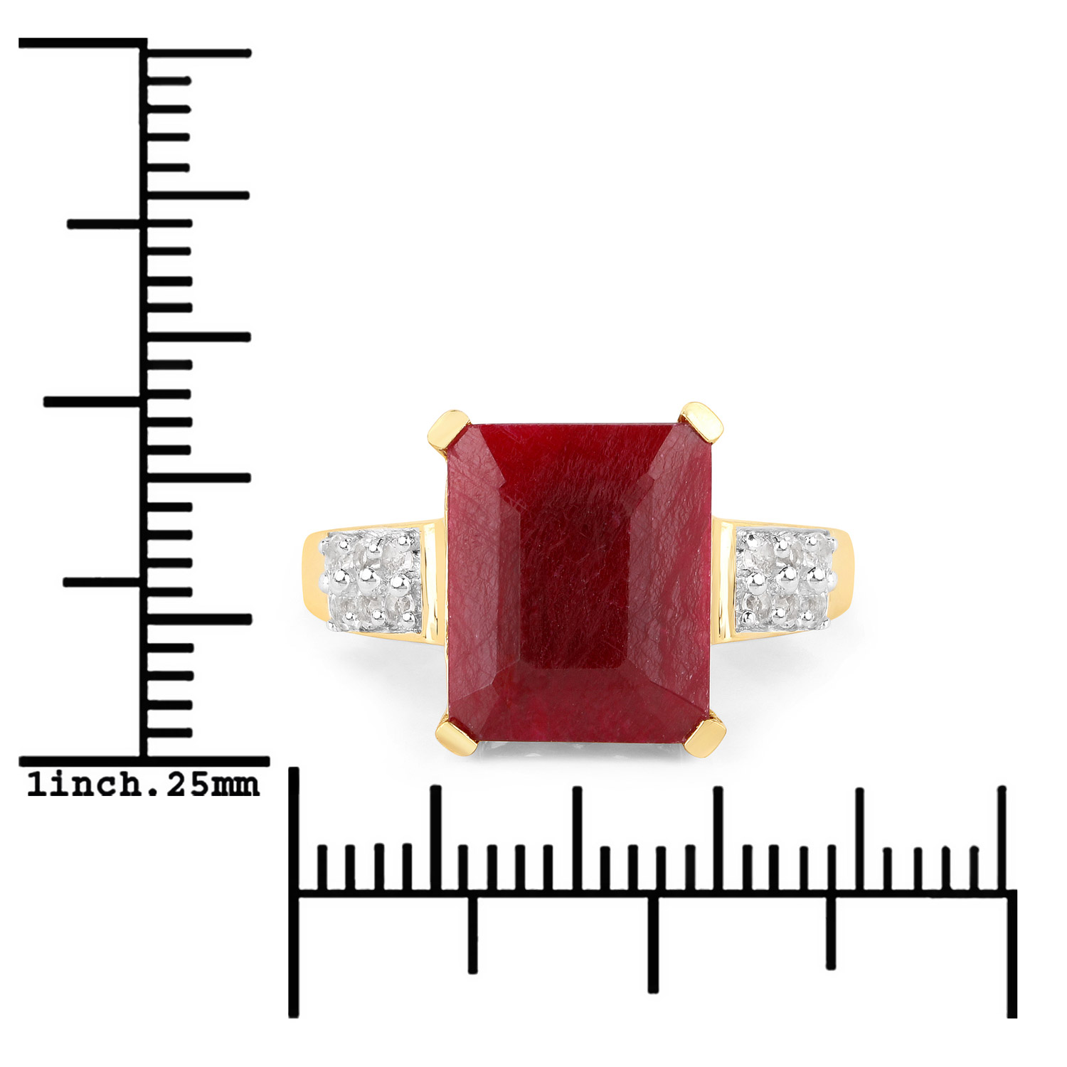 7.46 Carat Dyed Ruby and White Topaz .925 Sterling Silver Ring