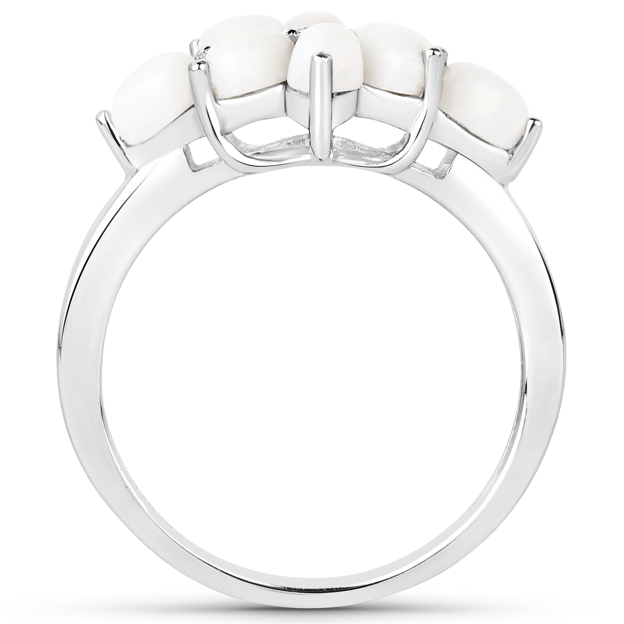 1.06 Carat Genuine Opal and White Topaz .925 Sterling Silver Ring