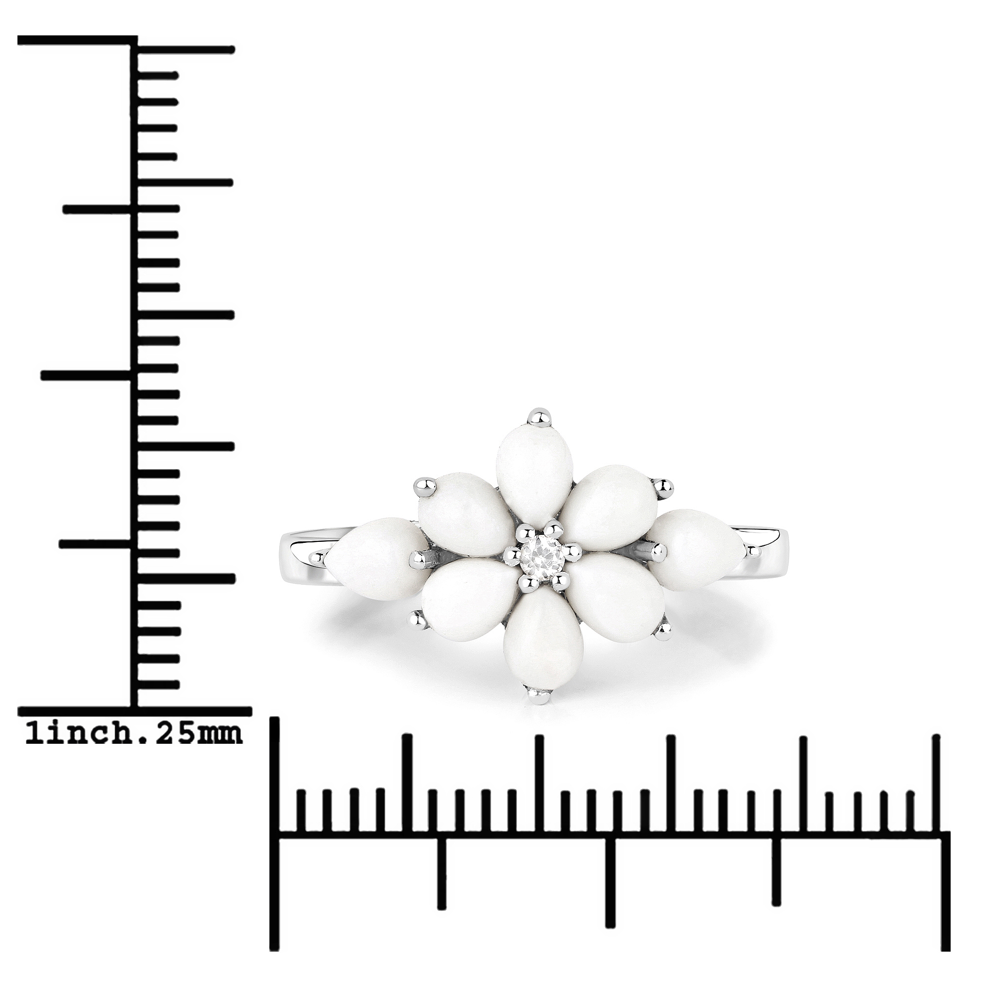 1.06 Carat Genuine Opal and White Topaz .925 Sterling Silver Ring