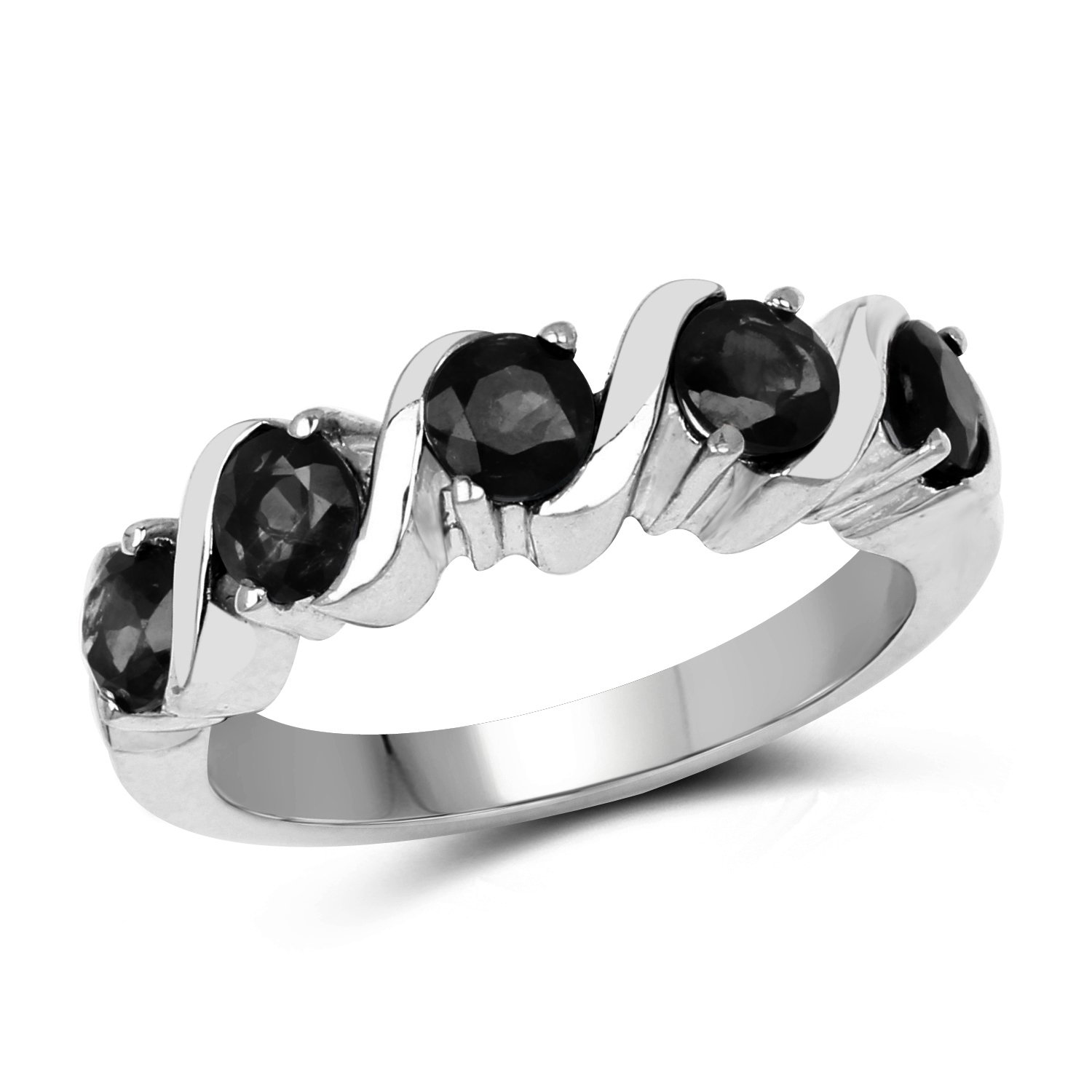 1.65 Carat Genuine Black Sapphire .925 Sterling Silver Ring