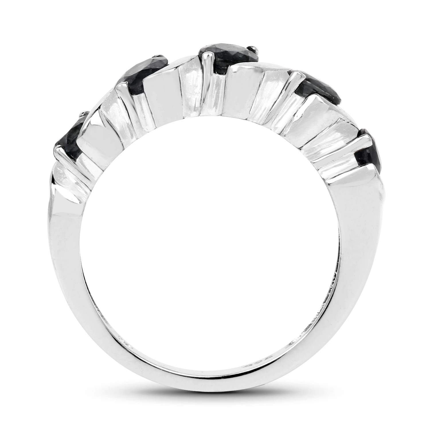 1.65 Carat Genuine Black Sapphire .925 Sterling Silver Ring