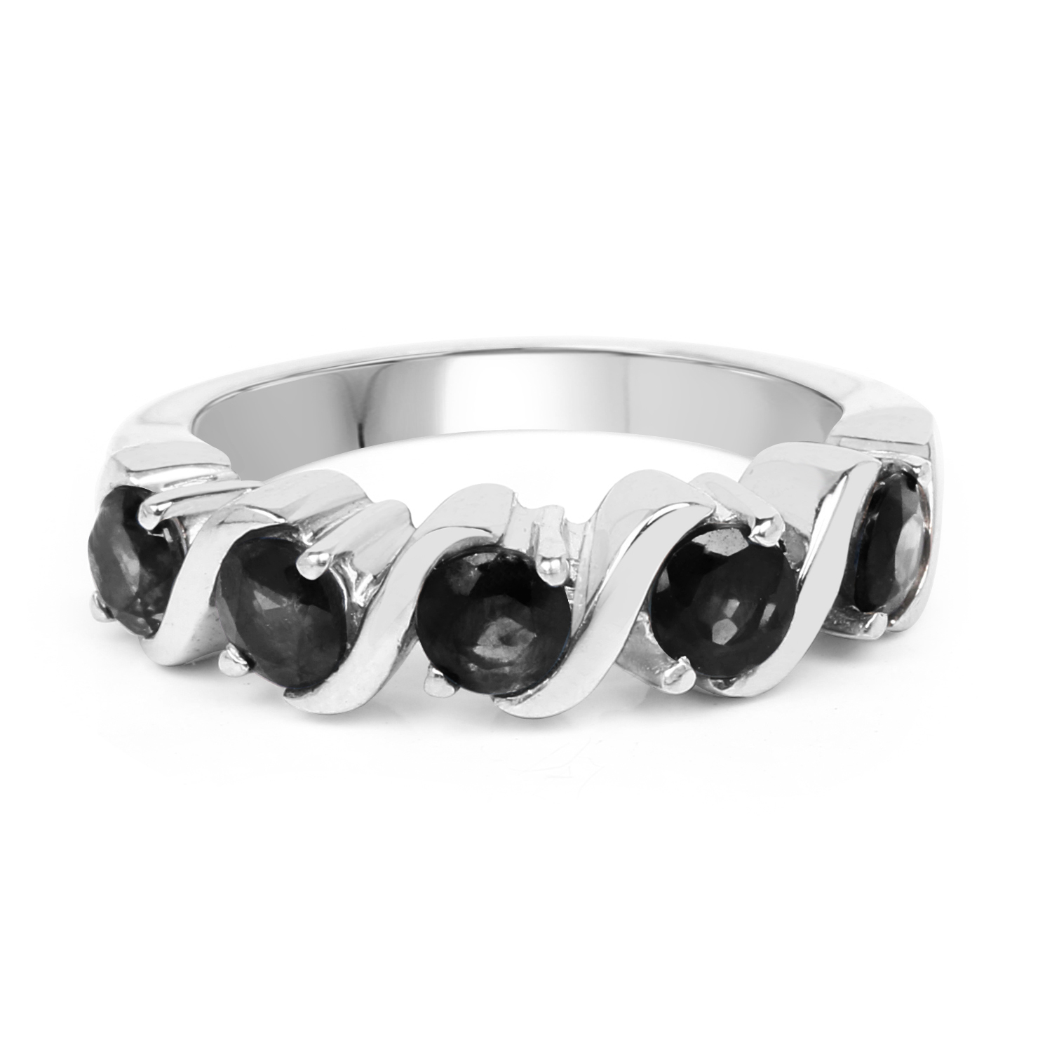 1.65 Carat Genuine Black Sapphire .925 Sterling Silver Ring