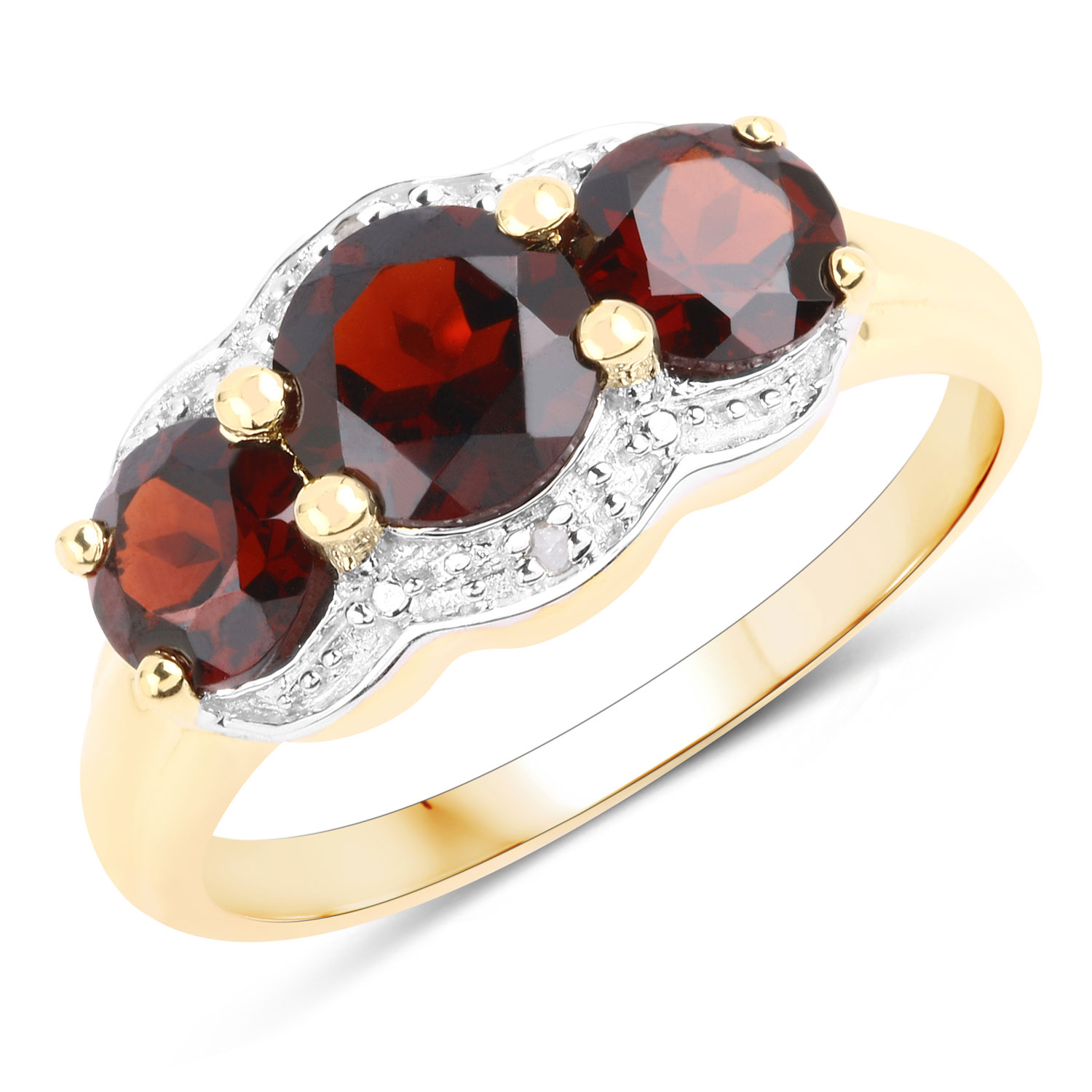 2.21 Carat Genuine Garnet and White Topaz .925 Sterling Silver Ring