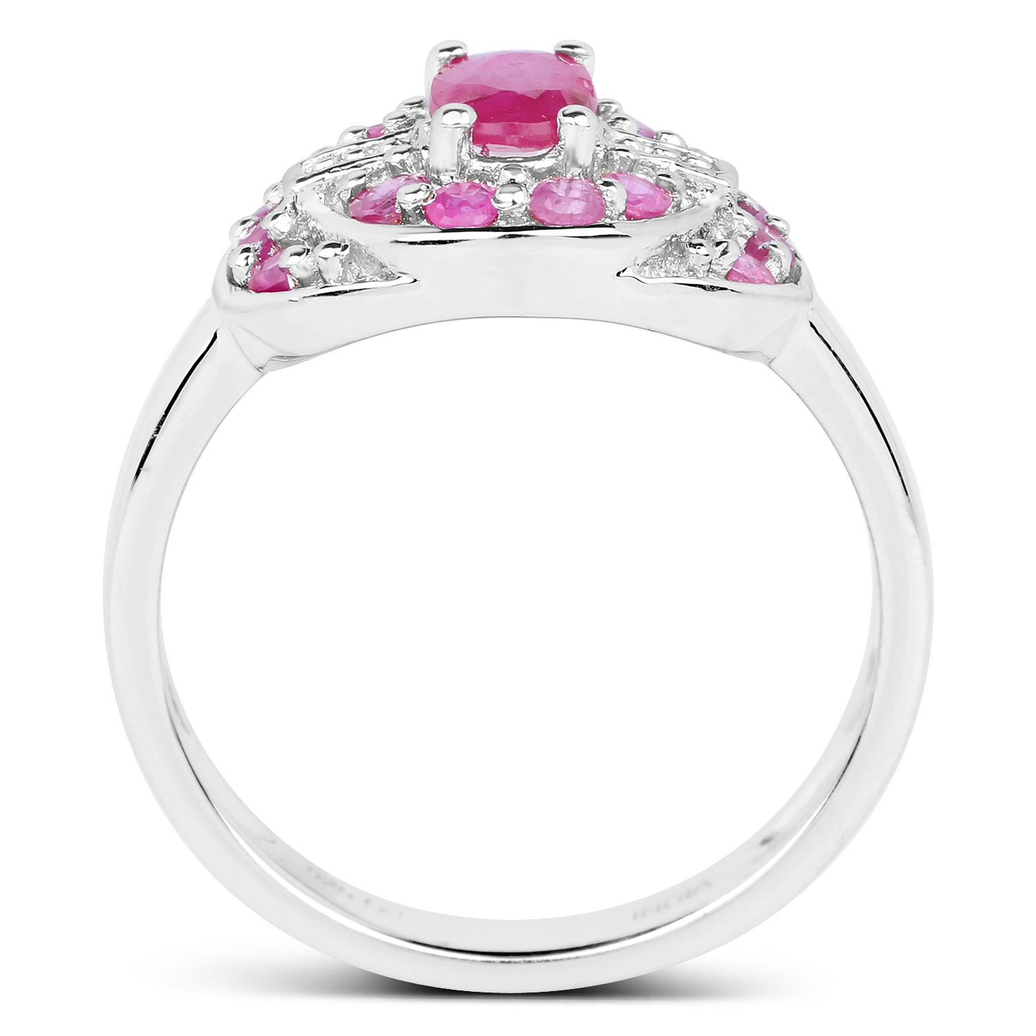 14K White Gold Plated 1.11 Carat Genuine Ruby .925 Sterling Silver Ring