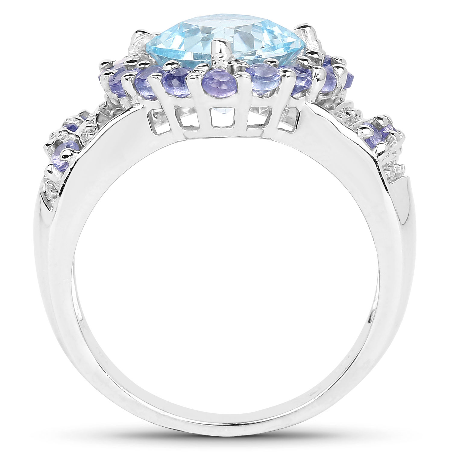 3.07 Carat Genuine Blue Topaz and Tanzanite .925 Sterling Silver Ring