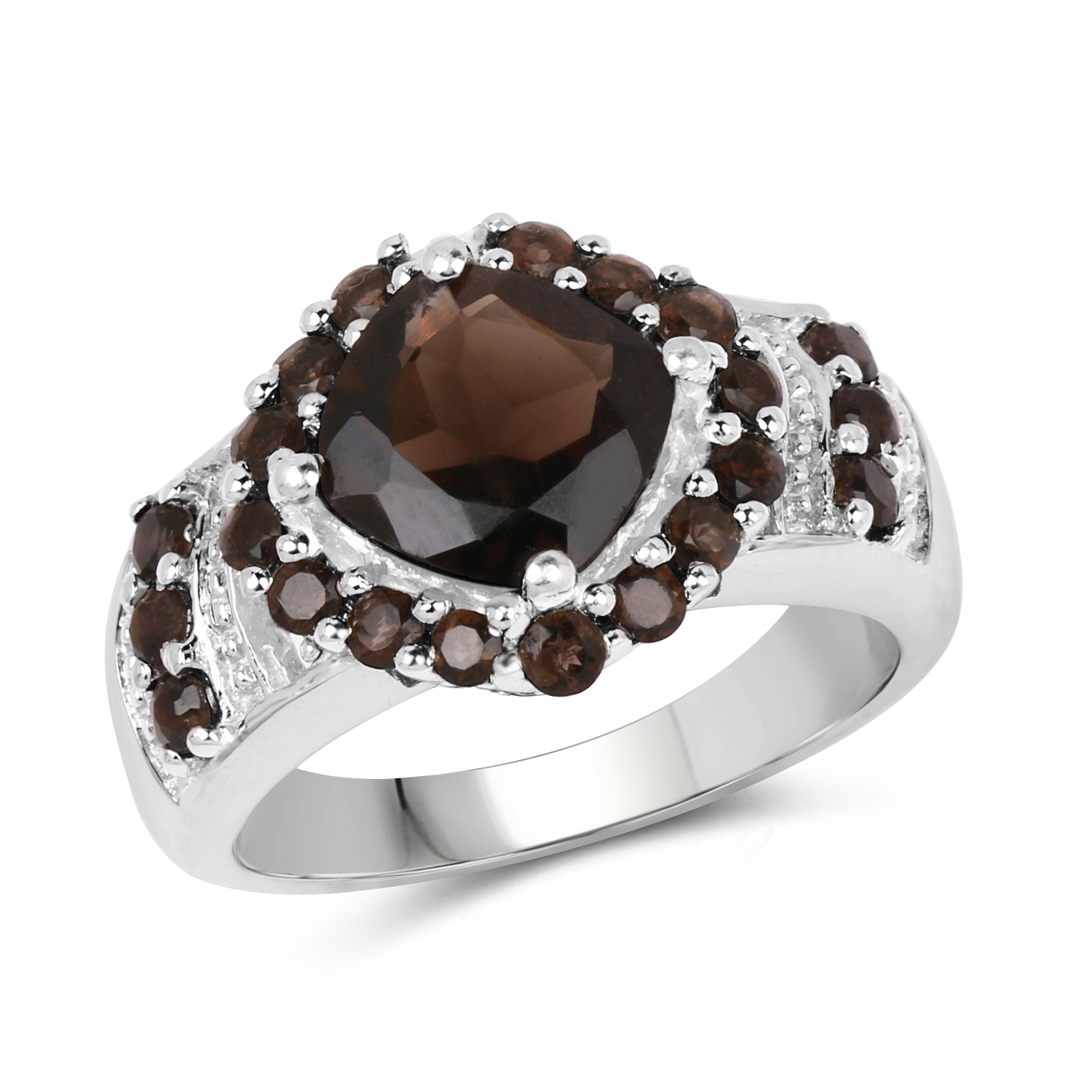 3.30 Carat Genuine Smoky Quartz .925 Sterling Silver Ring