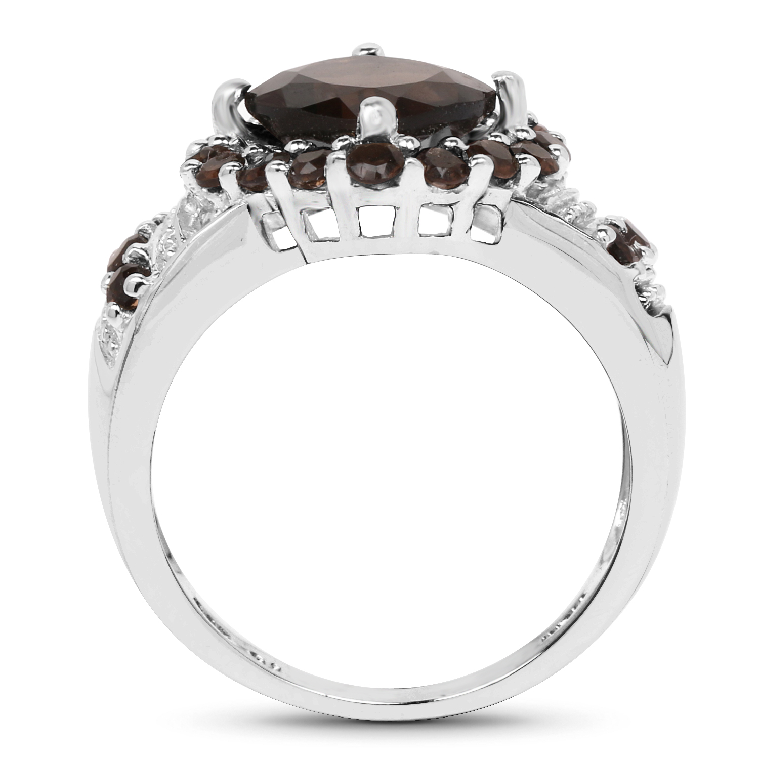 3.30 Carat Genuine Smoky Quartz .925 Sterling Silver Ring