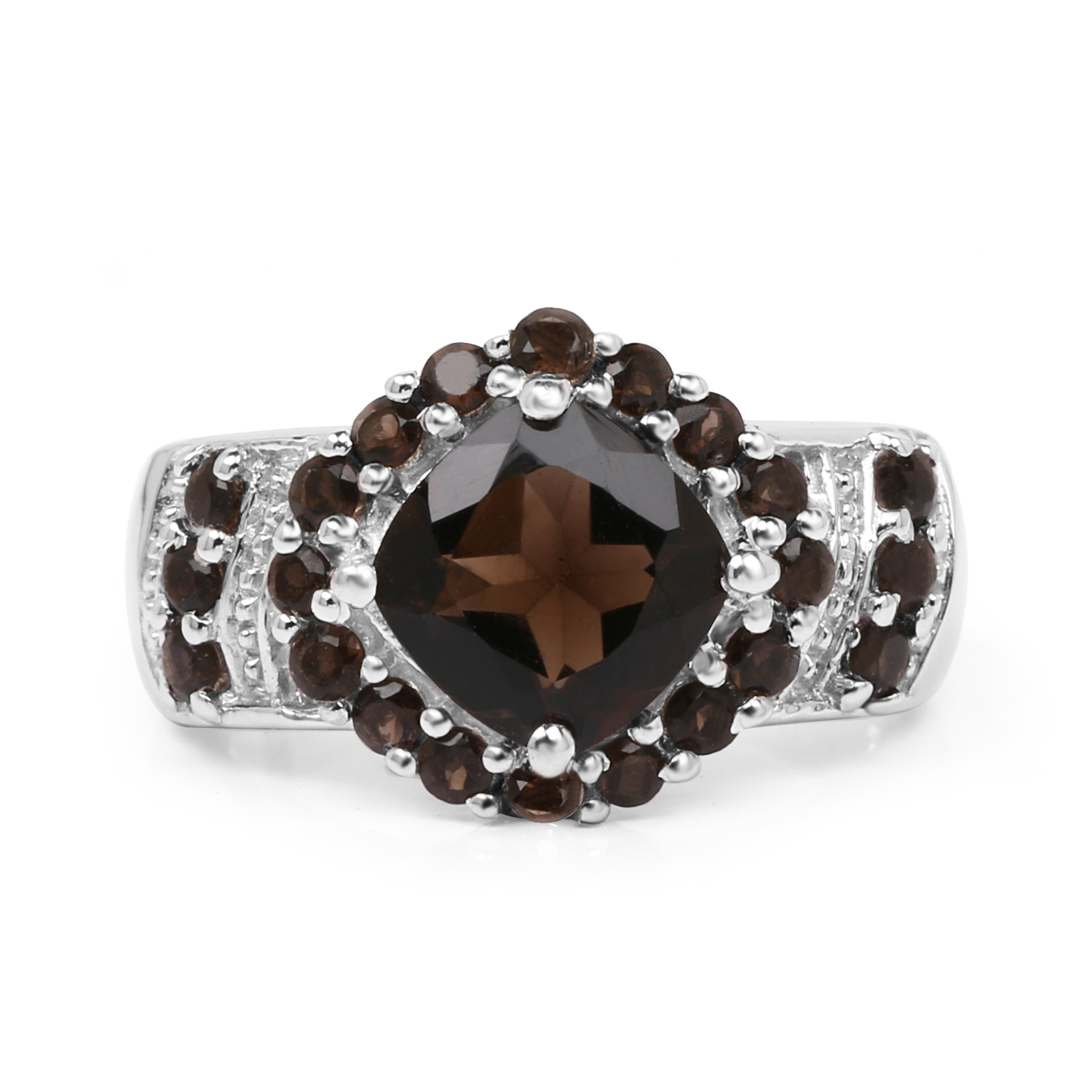 3.30 Carat Genuine Smoky Quartz .925 Sterling Silver Ring