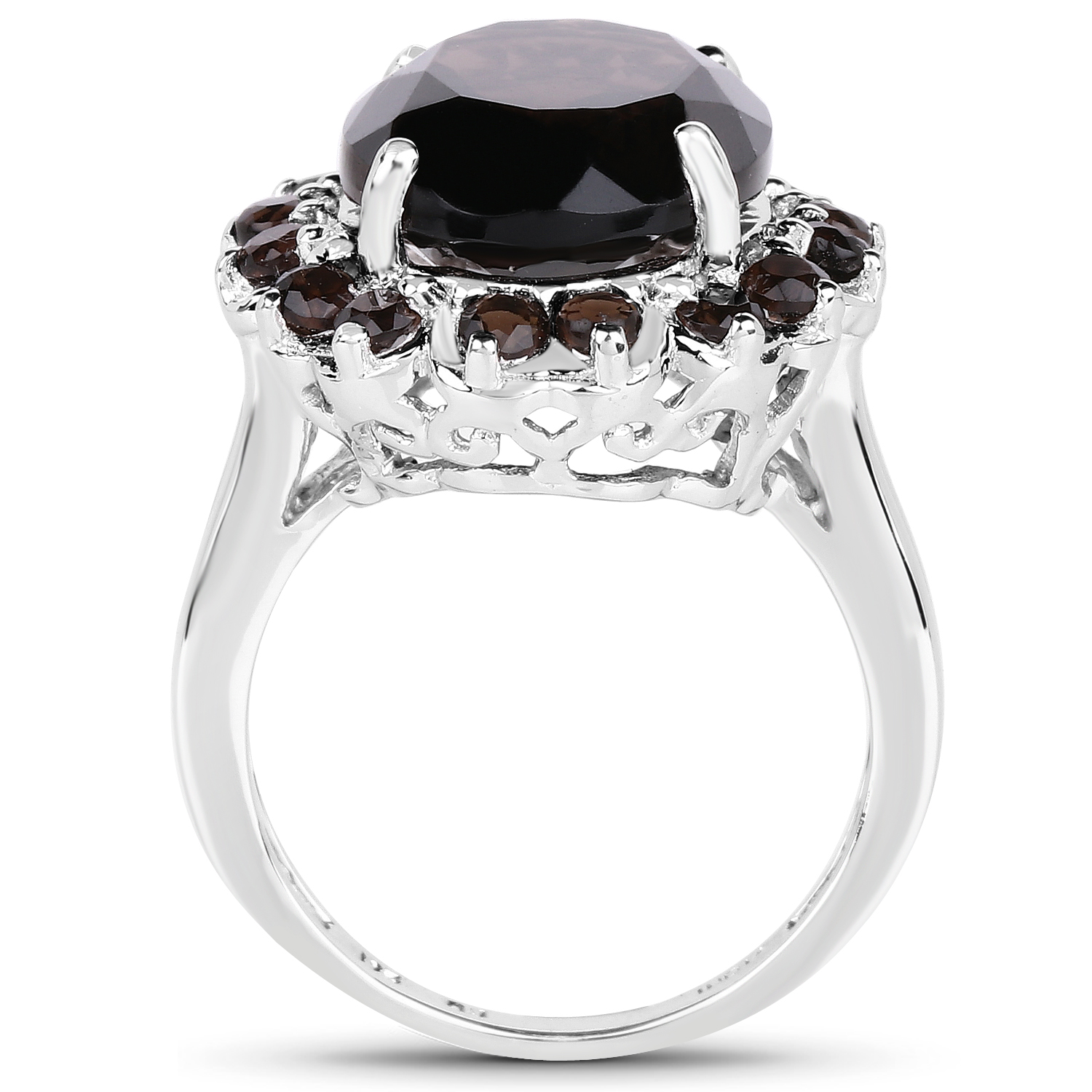 8.65 Carat Genuine Smoky Quartz .925 Sterling Silver Ring