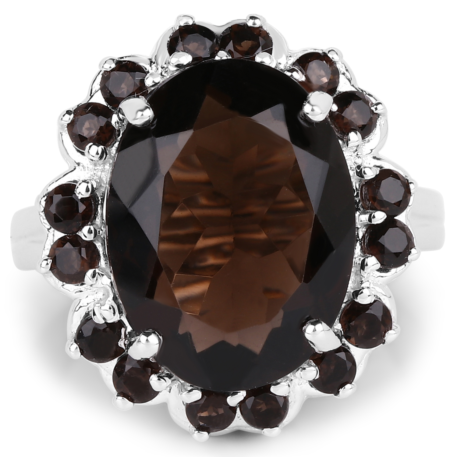 8.65 Carat Genuine Smoky Quartz .925 Sterling Silver Ring