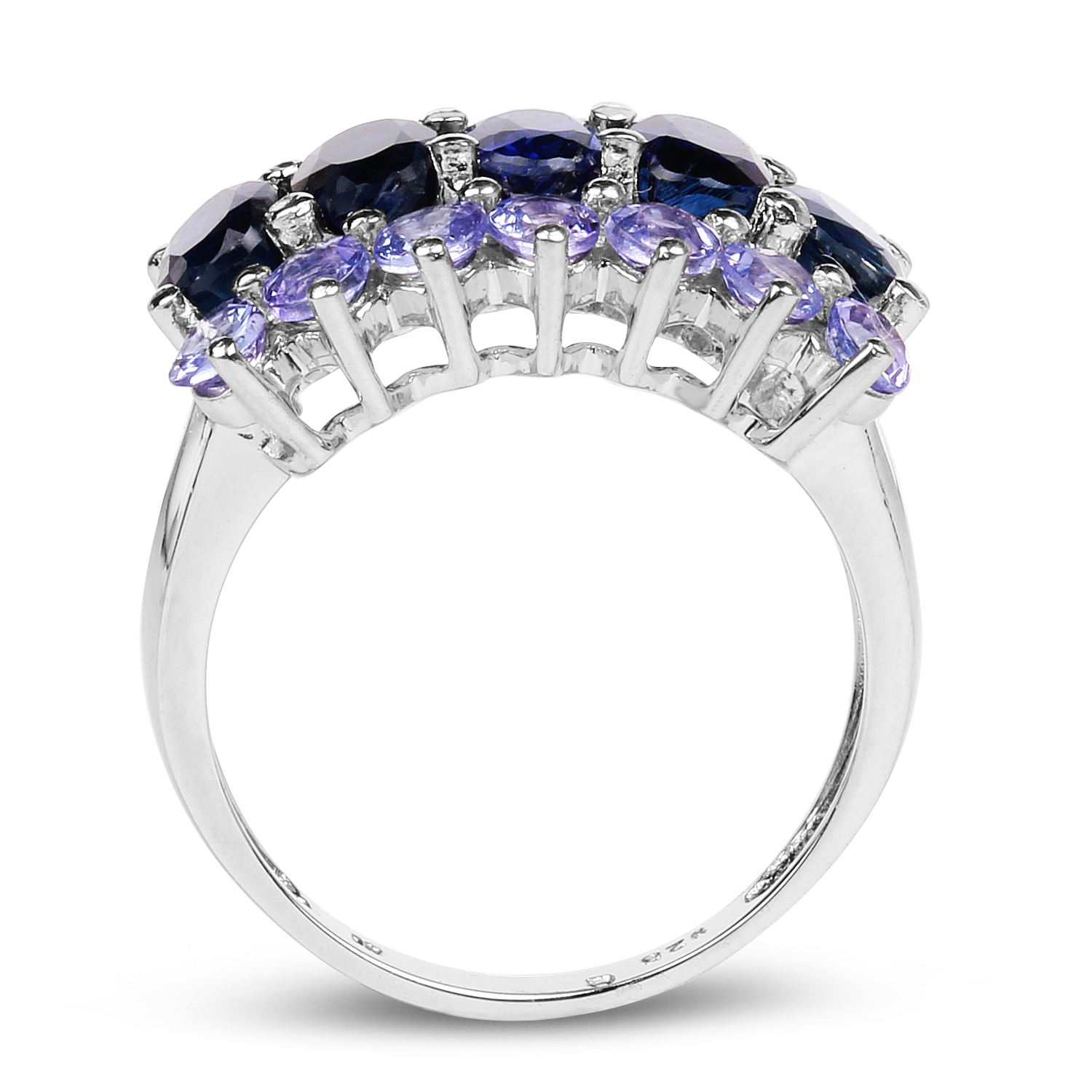 4.30 Carat Genuine Kyanite and Tanzanite .925 Sterling Silver Ring