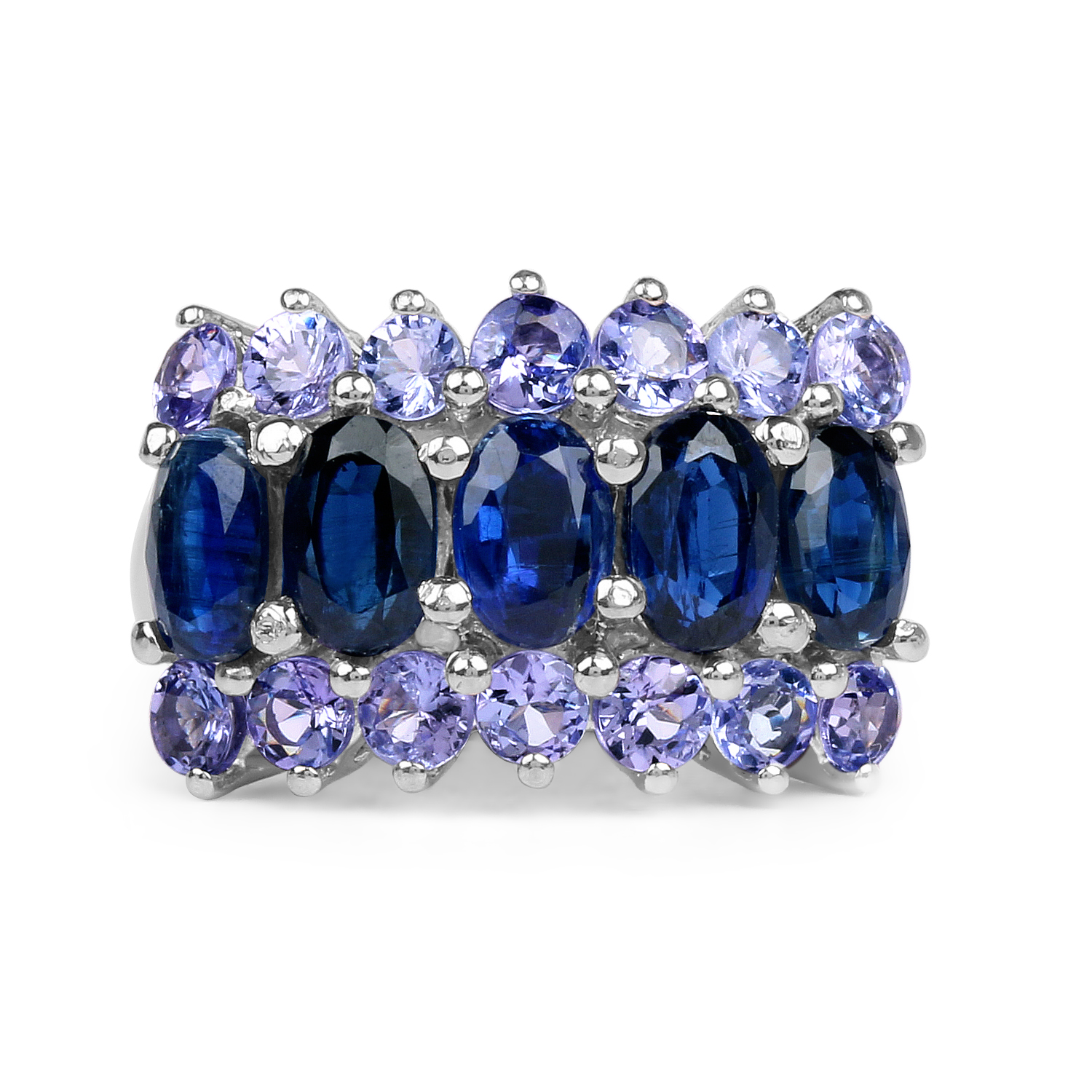 4.30 Carat Genuine Kyanite and Tanzanite .925 Sterling Silver Ring