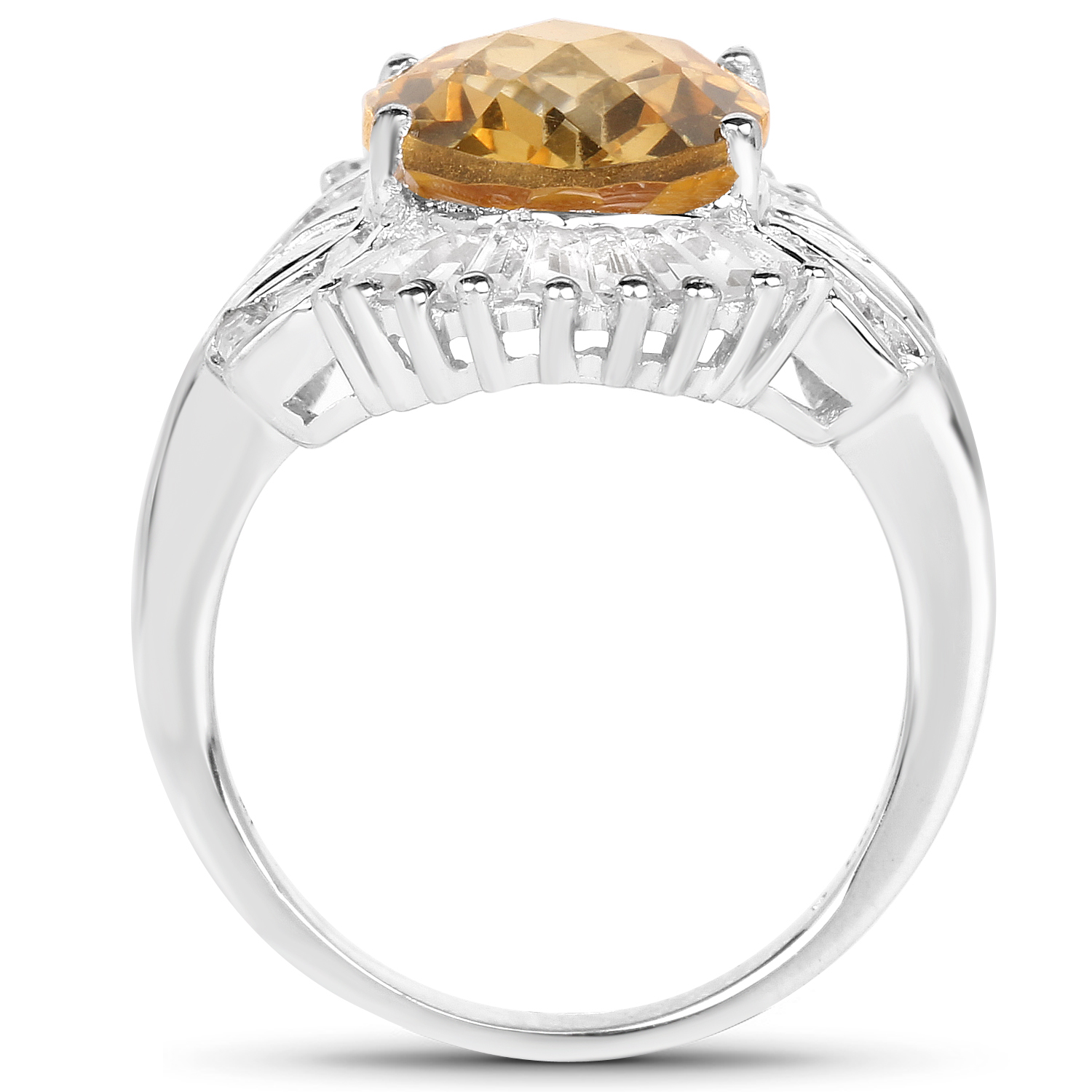 6.55 Carat Genuine Citrine & White Topaz .925 Sterling Silver Ring
