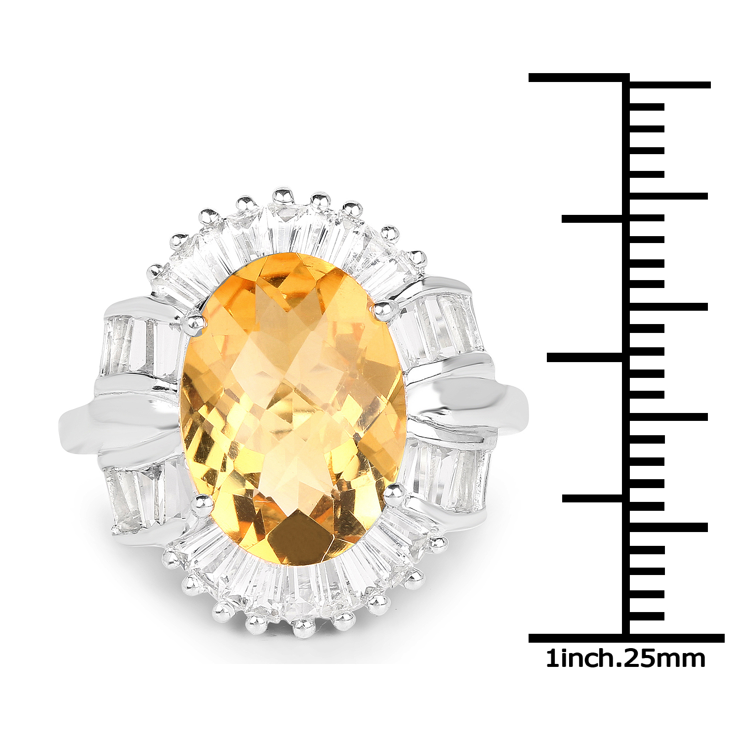 6.55 Carat Genuine Citrine & White Topaz .925 Sterling Silver Ring