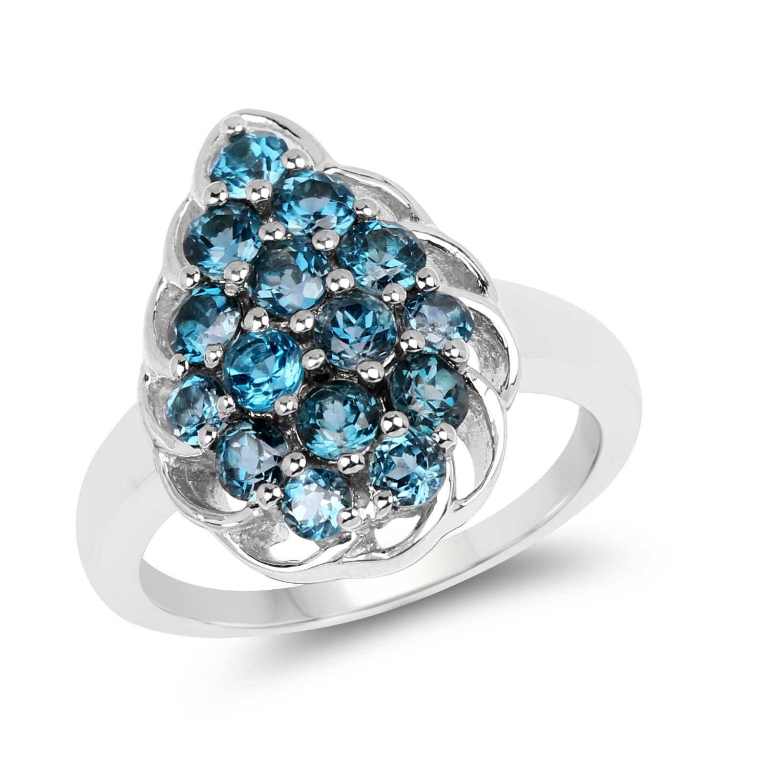 1.86 Carat Genuine London Blue Topaz .925 Sterling Silver Ring