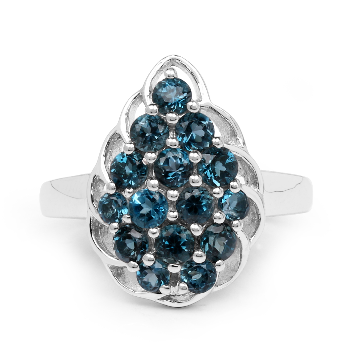 1.86 Carat Genuine London Blue Topaz .925 Sterling Silver Ring