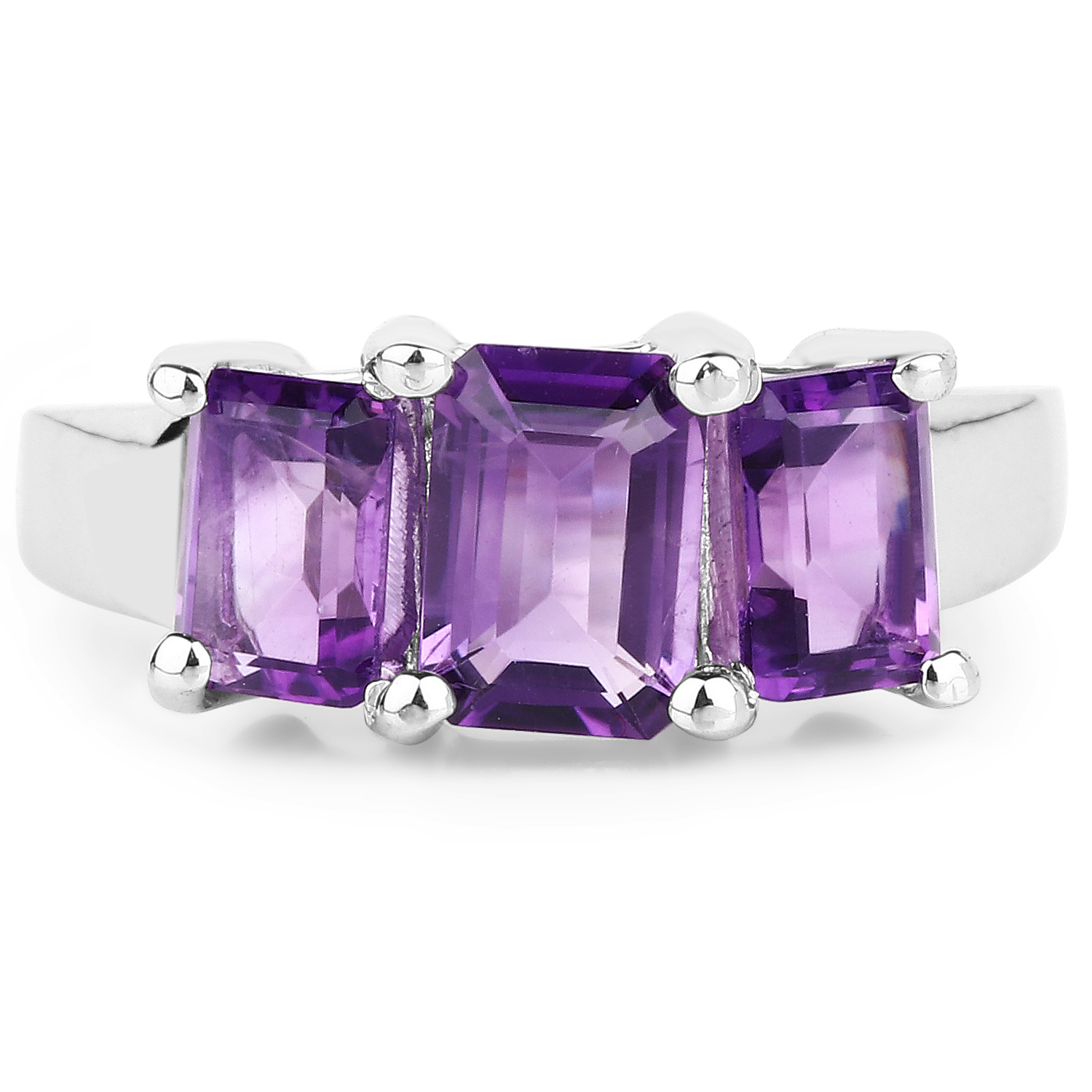1.95 Carat Genuine Amethyst .925 Sterling Silver Ring