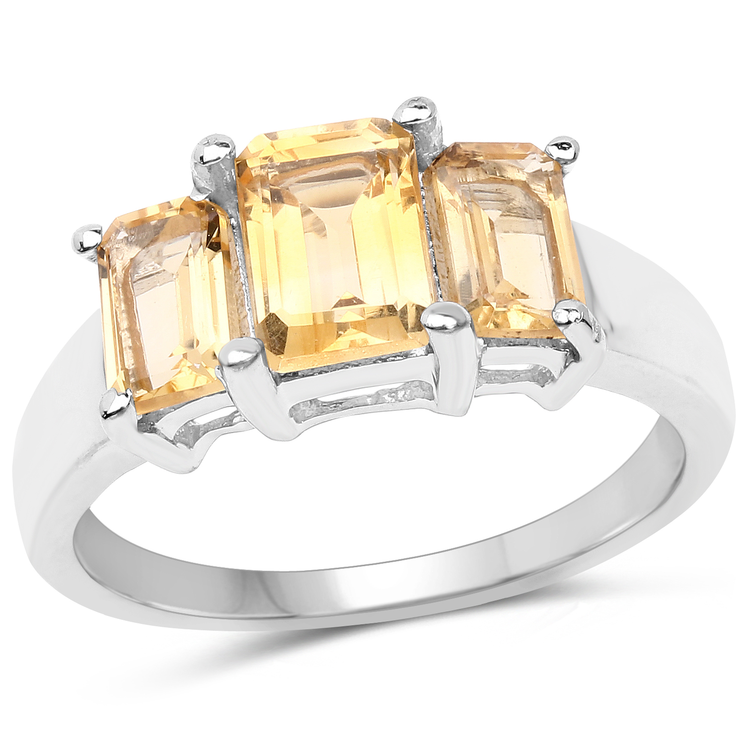 2.10 Carat Genuine Citrine .925 Sterling Silver Ring