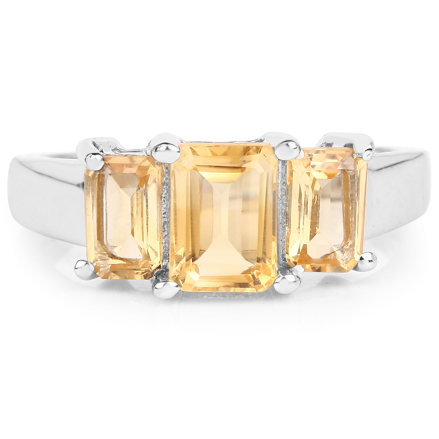 2.10 Carat Genuine Citrine .925 Sterling Silver Ring