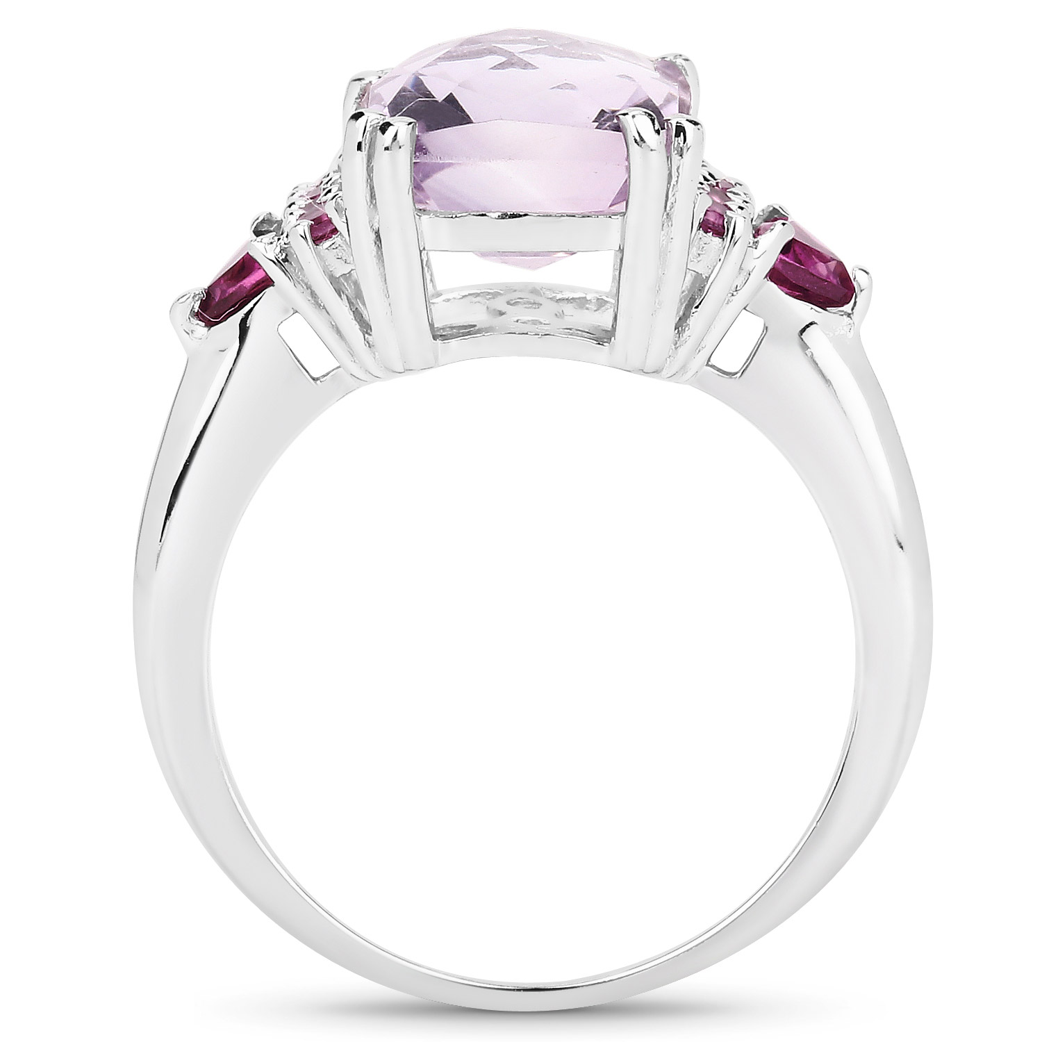 3.54 Carat Genuine Pink Amethyst and Rhodolite .925 Sterling Silver Ring