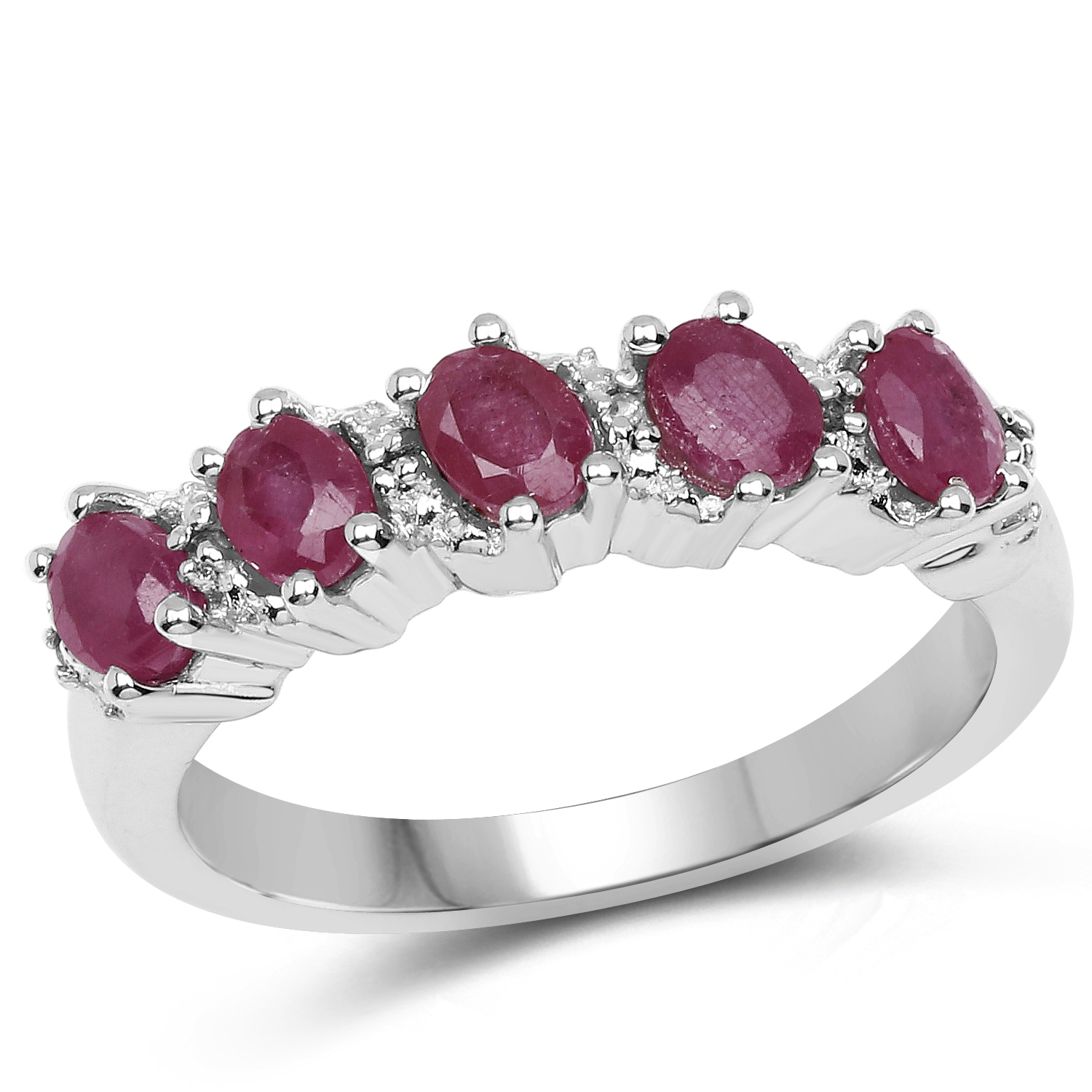 1.13 Carat Glass Filled Ruby and White Topaz .925 Sterling Silver Ring
