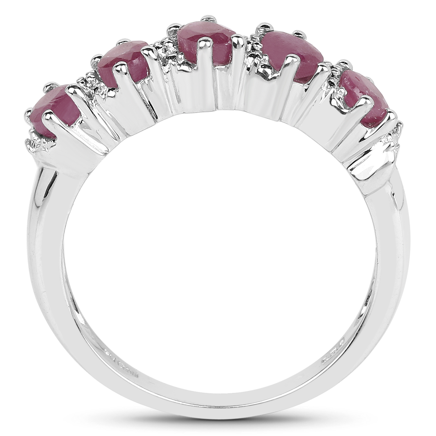 1.13 Carat Glass Filled Ruby and White Topaz .925 Sterling Silver Ring