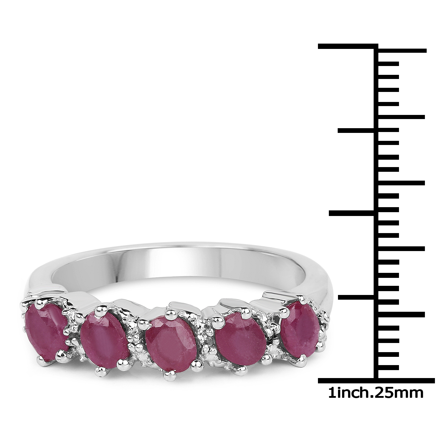 1.13 Carat Glass Filled Ruby and White Topaz .925 Sterling Silver Ring