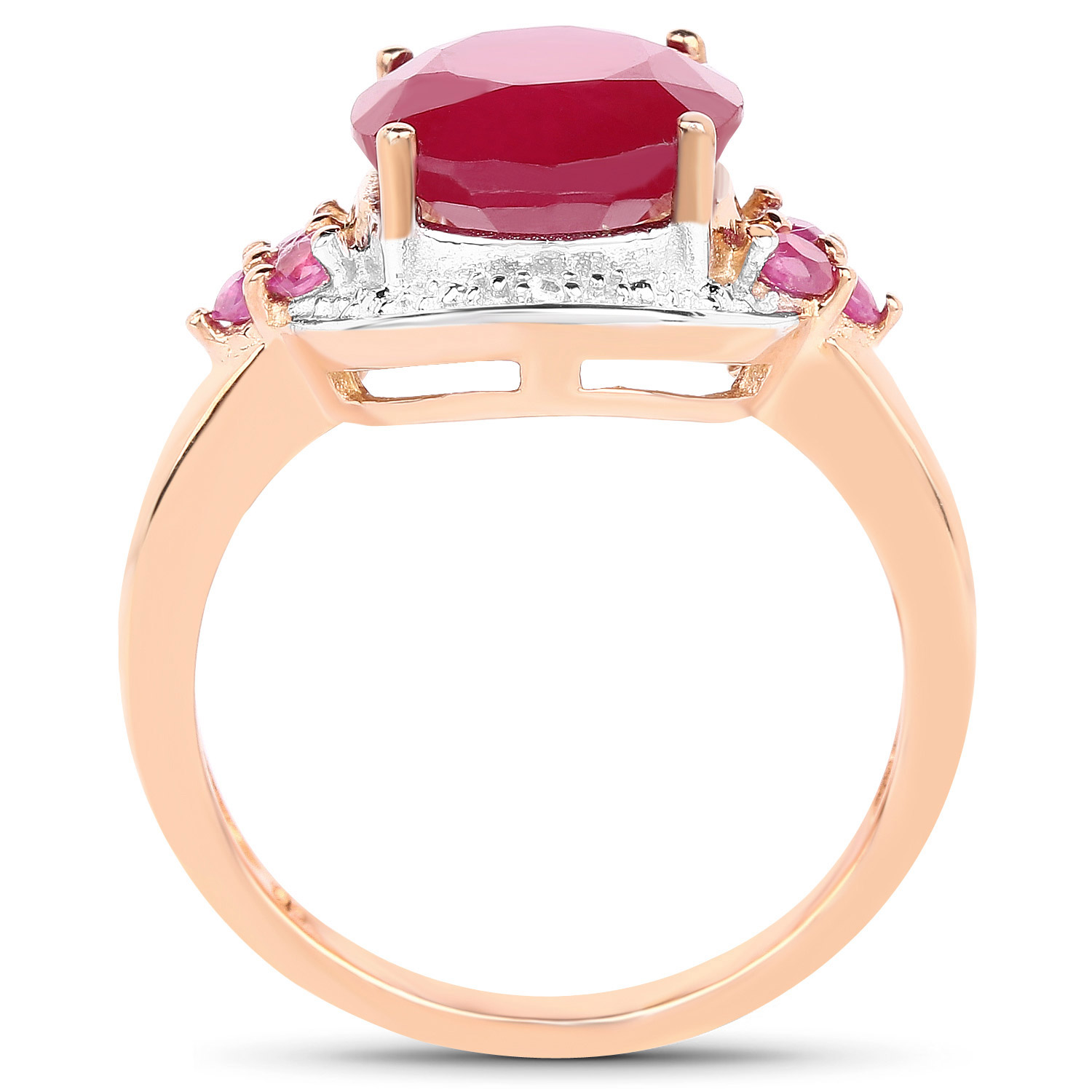 4.51 Carat Glass Filled Ruby, Ruby and White Topaz .925 Sterling Silver Ring