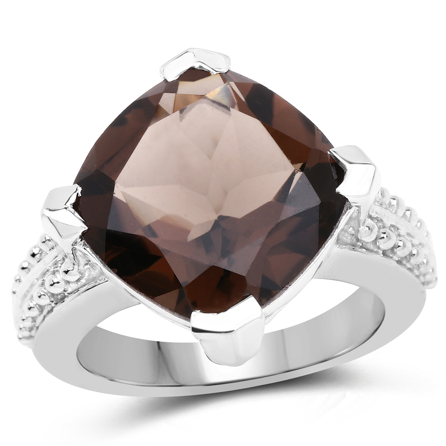 10.45 Carat Genuine Smoky Quartz .925 Sterling Silver Ring