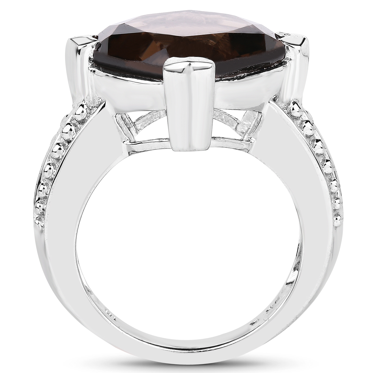10.45 Carat Genuine Smoky Quartz .925 Sterling Silver Ring