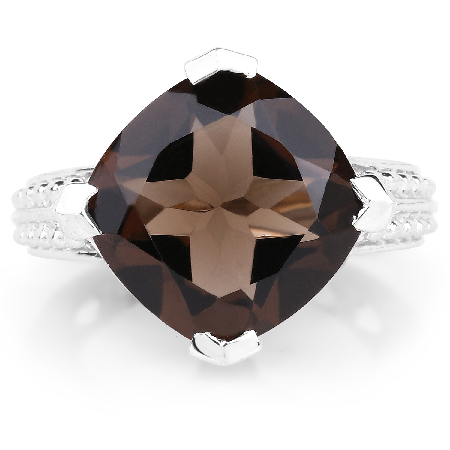 10.45 Carat Genuine Smoky Quartz .925 Sterling Silver Ring