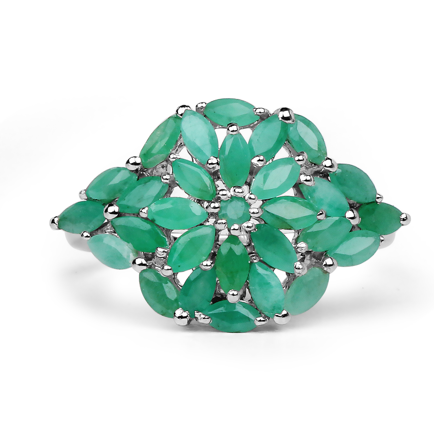 1.99 Carat Genuine Emerald .925 Sterling Silver Ring