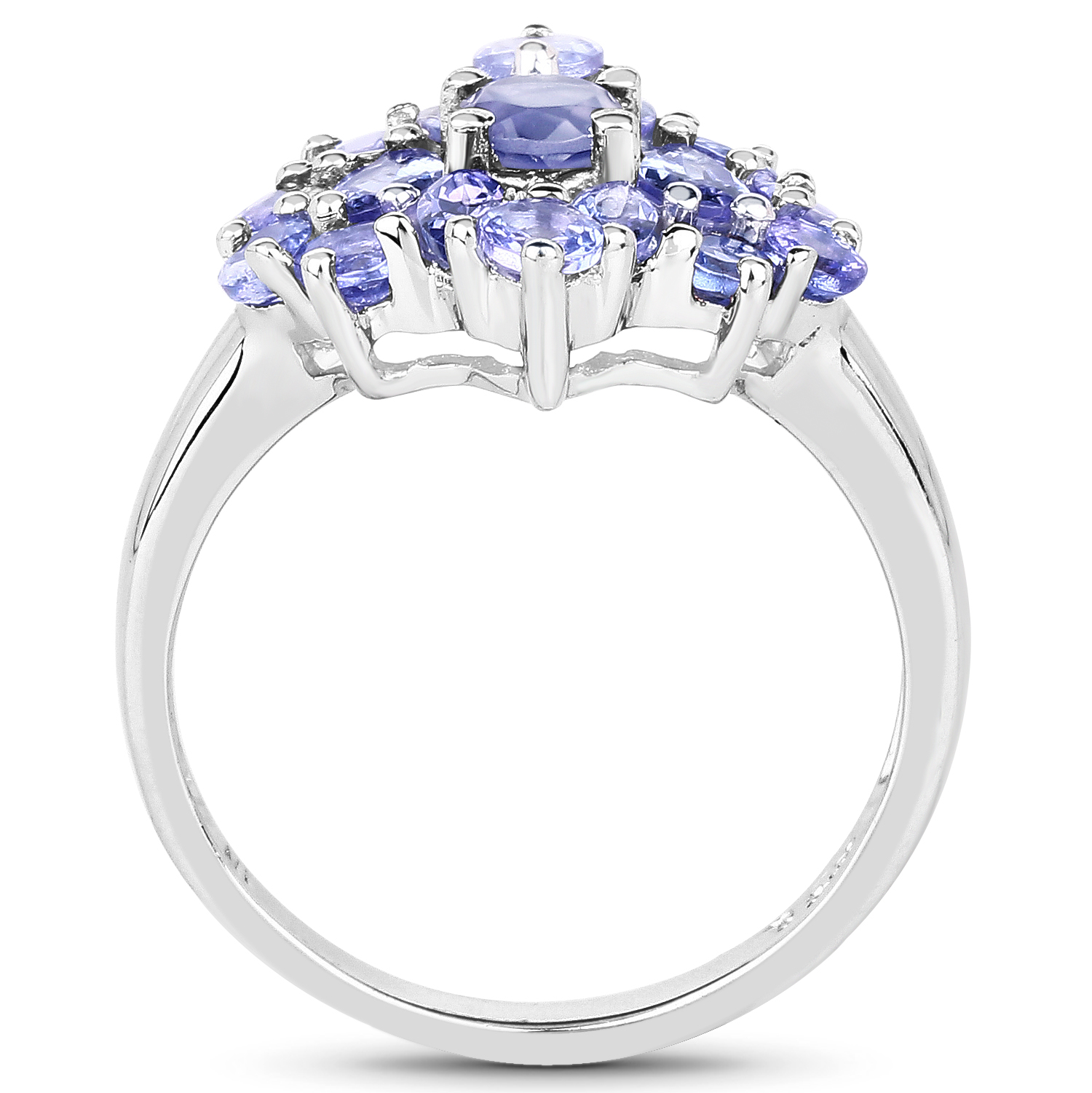 1.57 Carat Genuine Iolite, Tanzanite & White Topaz .925 Sterling Silver Ring